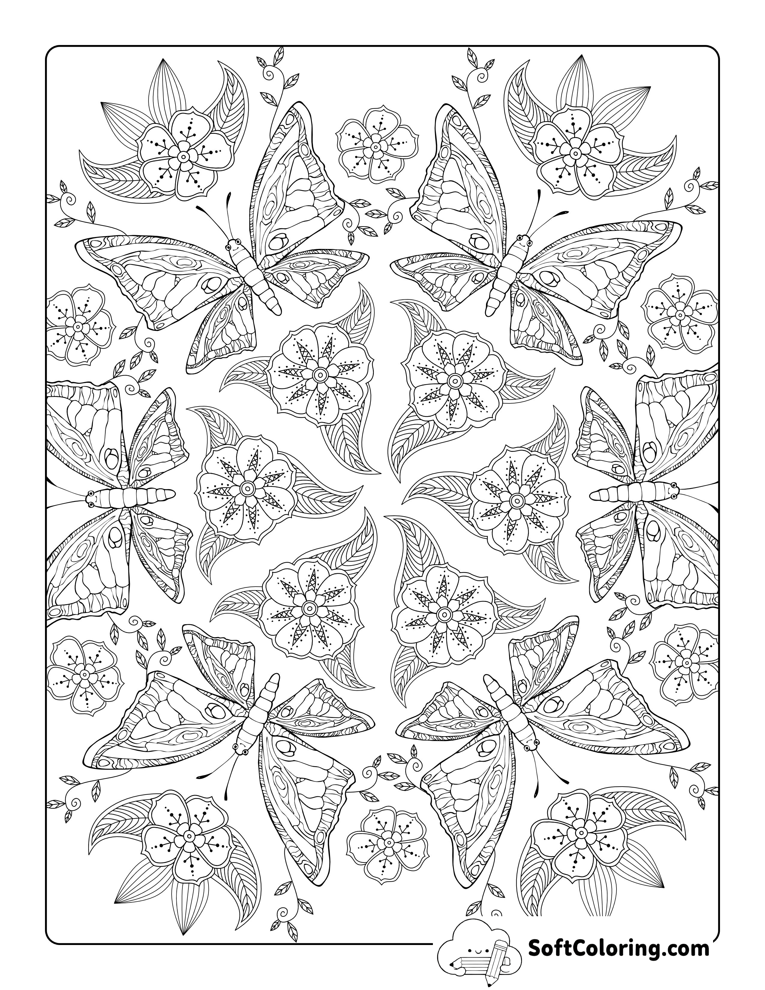 Beautiful Butterfly Mandala Coloring Page