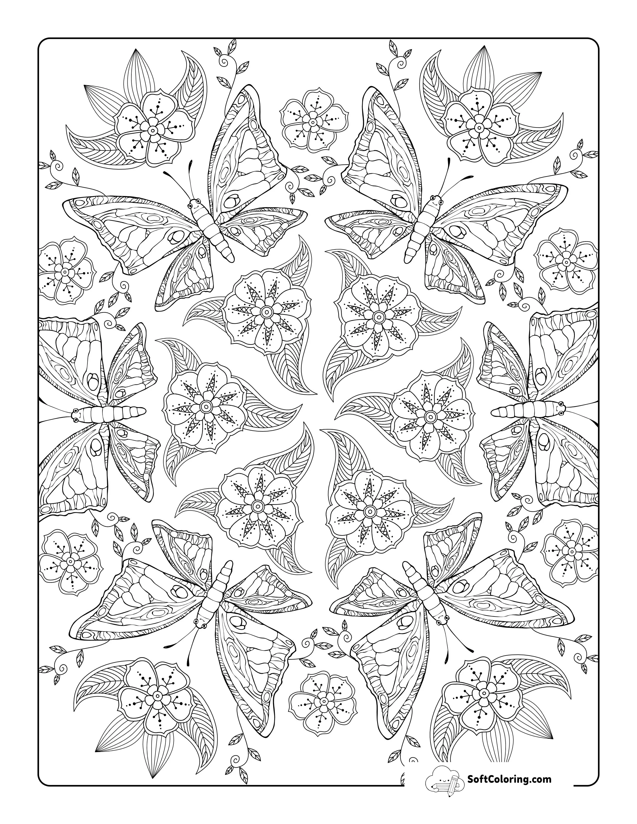 Beautiful Butterfly Mandala Coloring Page