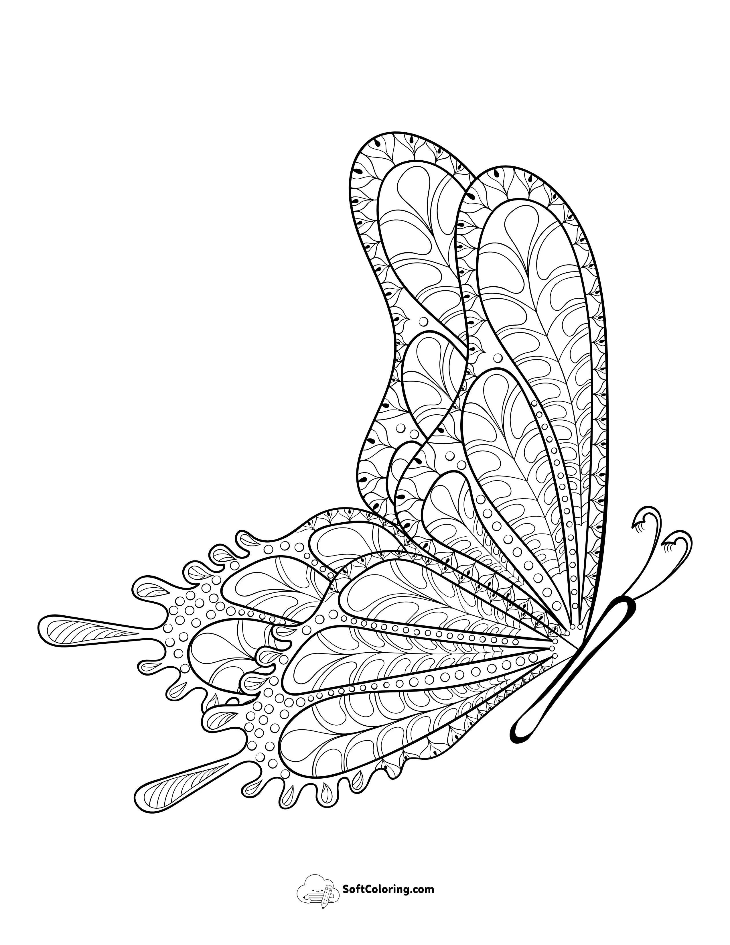 Detailed Flying Swallowtail Butterfly Printable Pdf