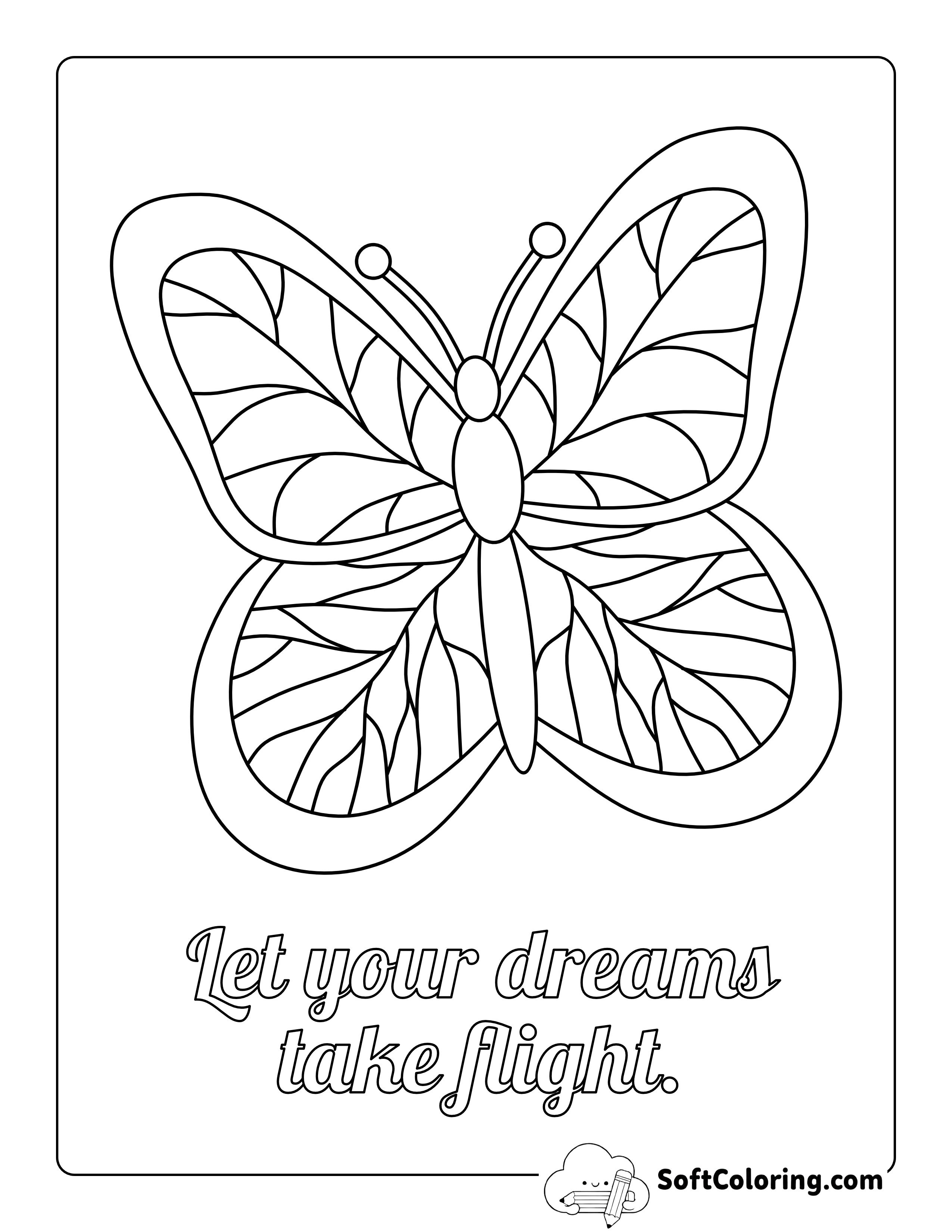 "Let Your Dreams Take Flight" Inspirational Coloring Sheet for Teens