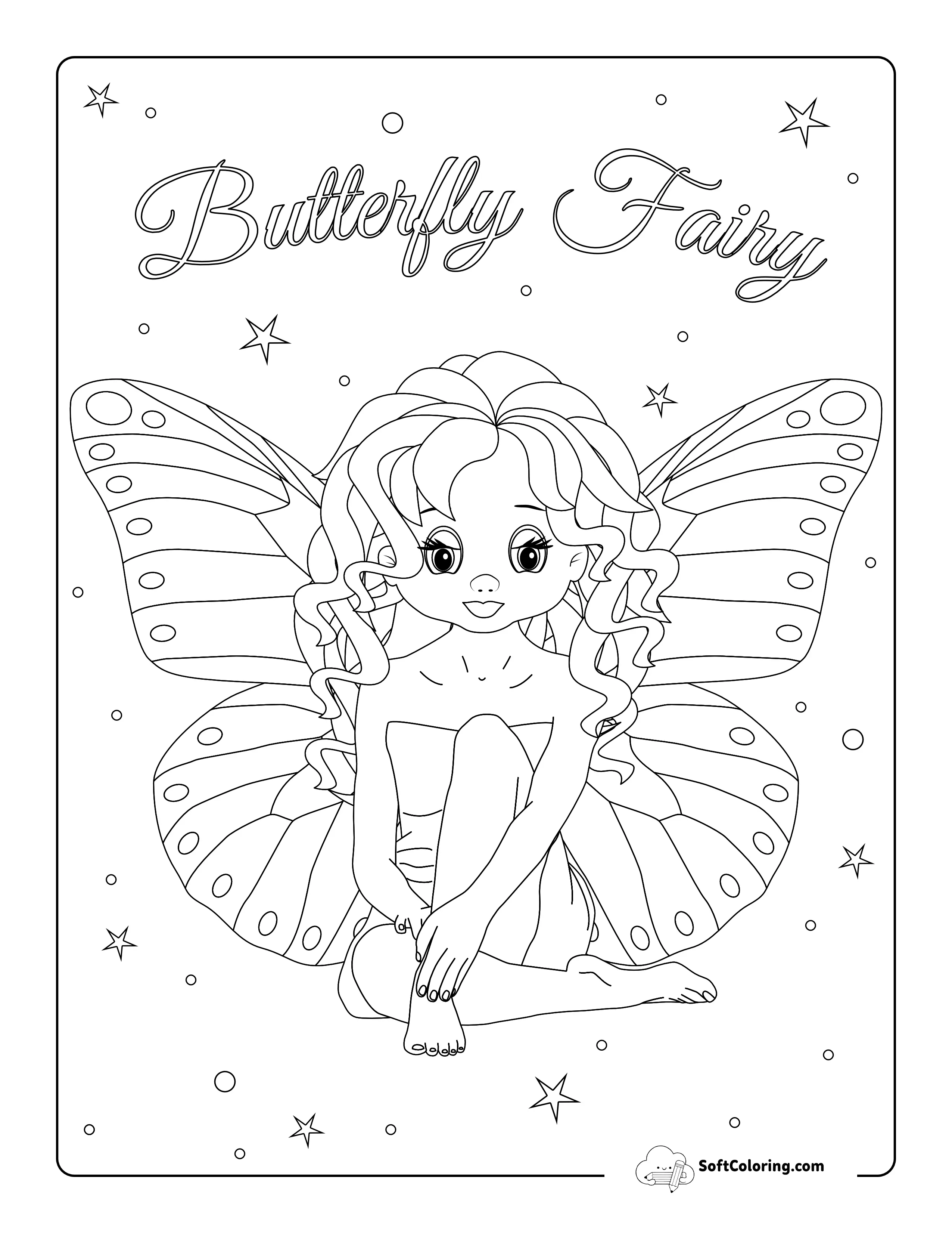 Fairy With Butterfly Wings Printable Coloring Page