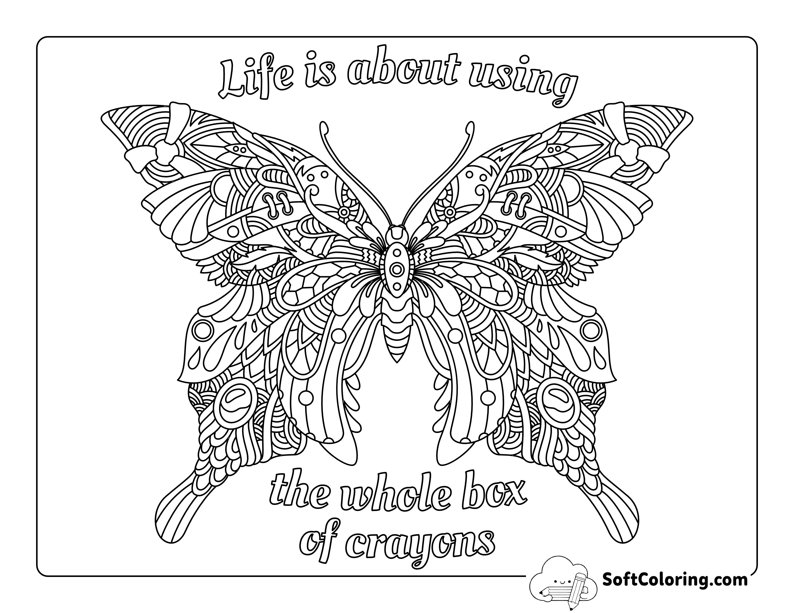 Detailed Butterfly Wings Drawing to Color