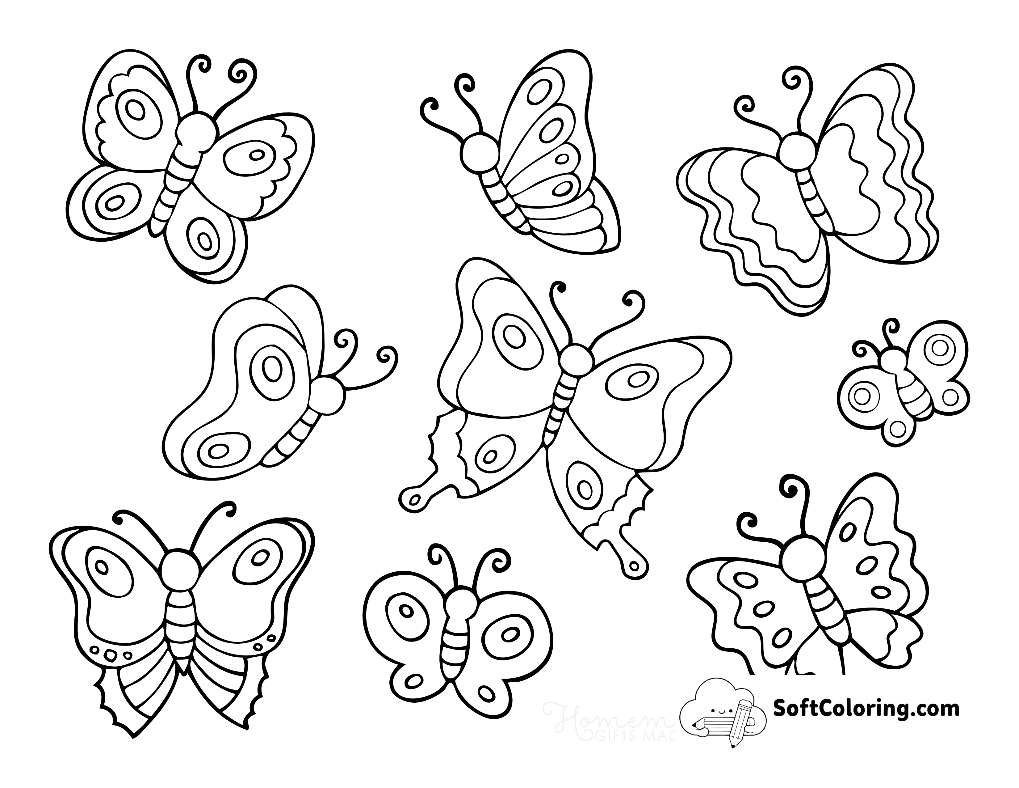 Mini Butterflies Picture for Kids to Color