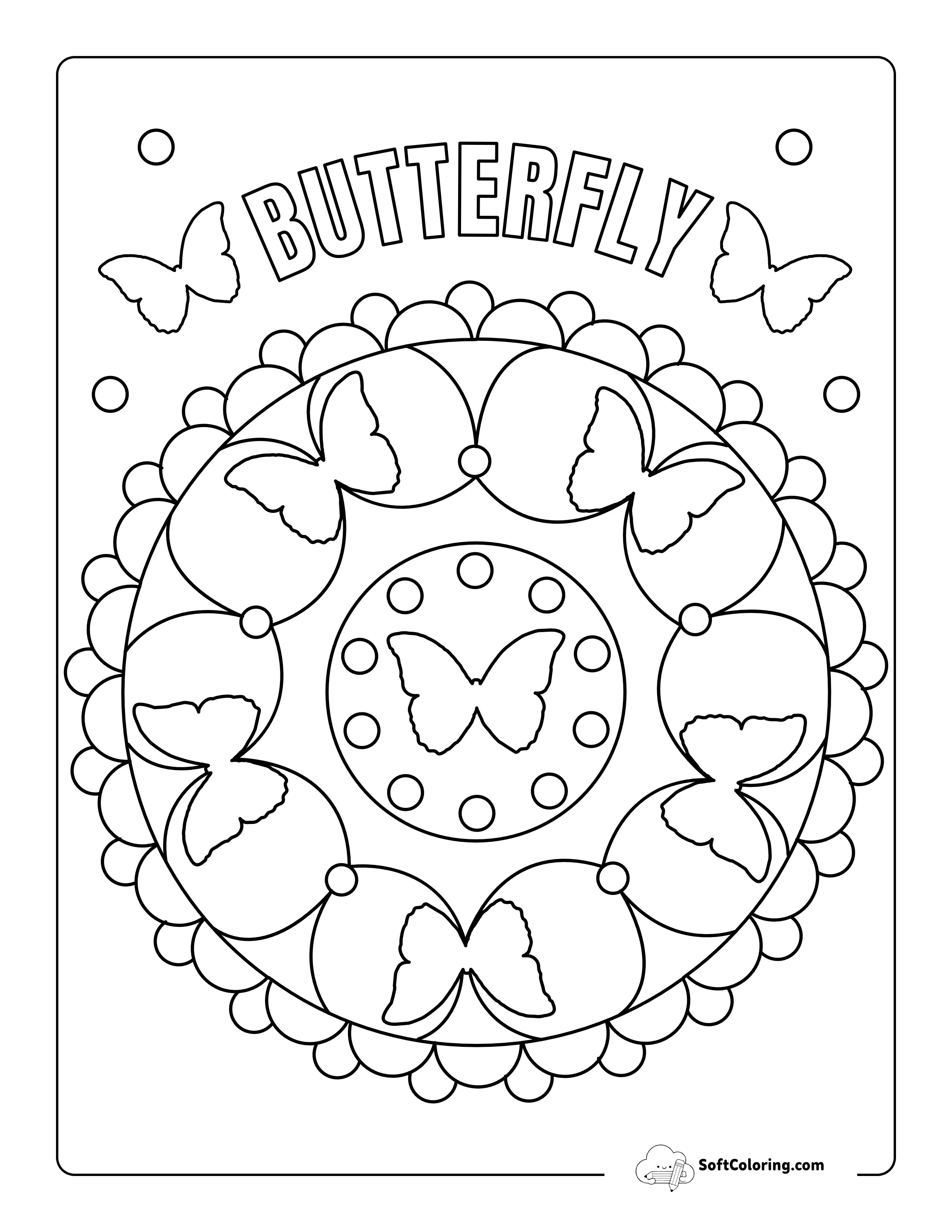 Simple Butterfly Mandala Coloring Page For Kids