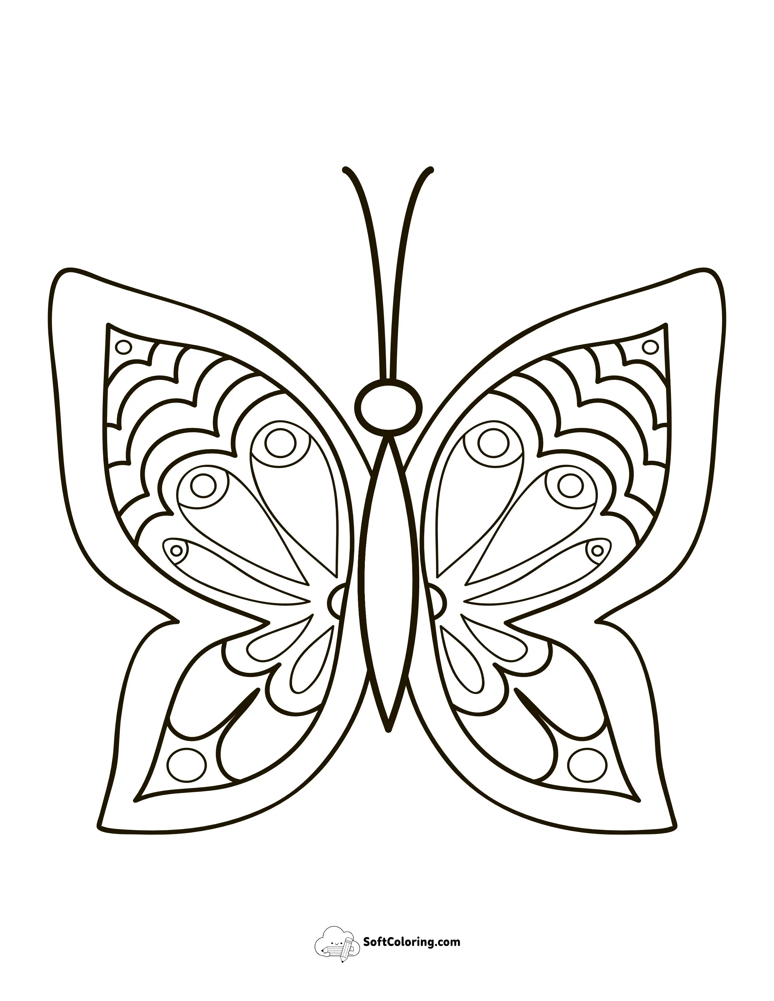 Simple Patterned Butterfly Picture To Color
