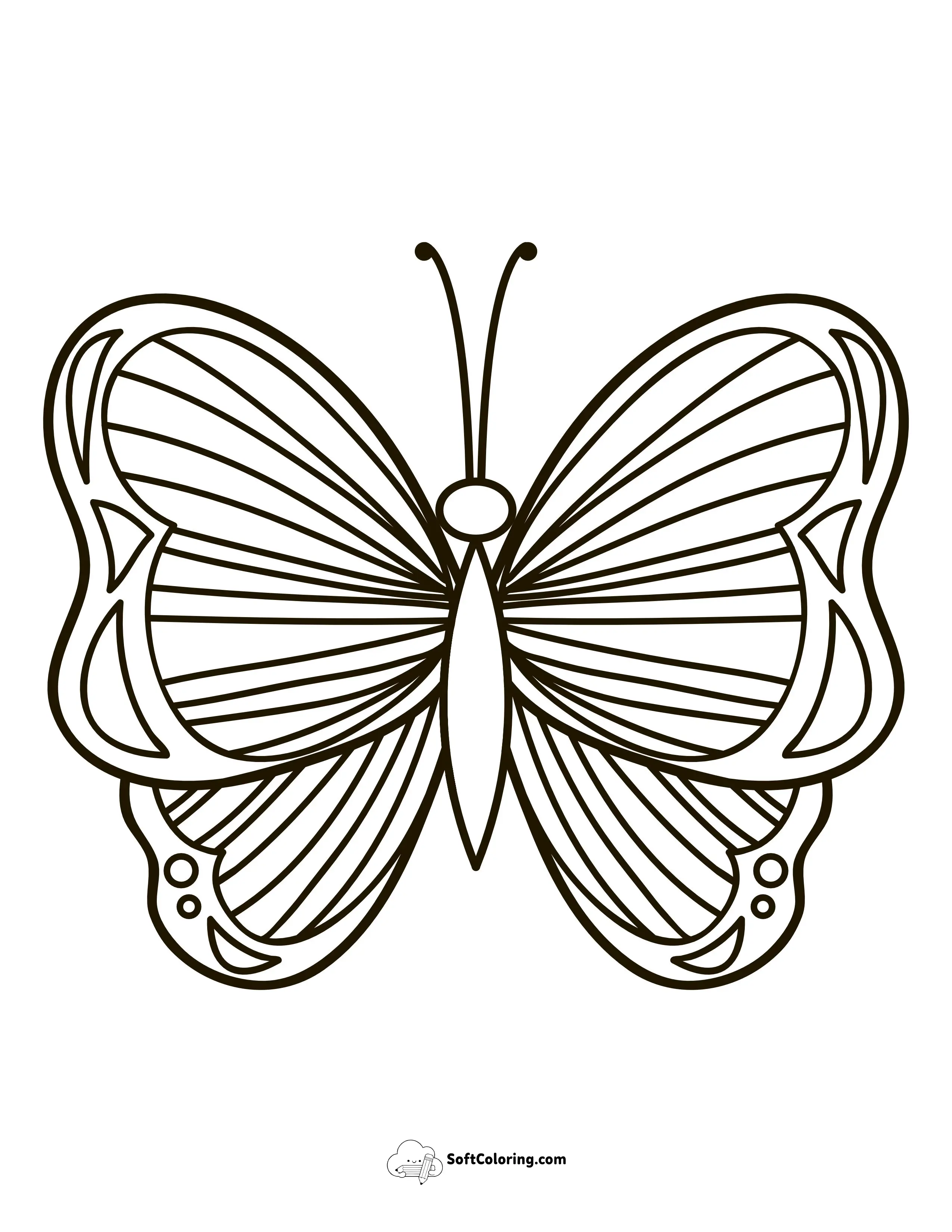 Striped Butterfly Wings To Color