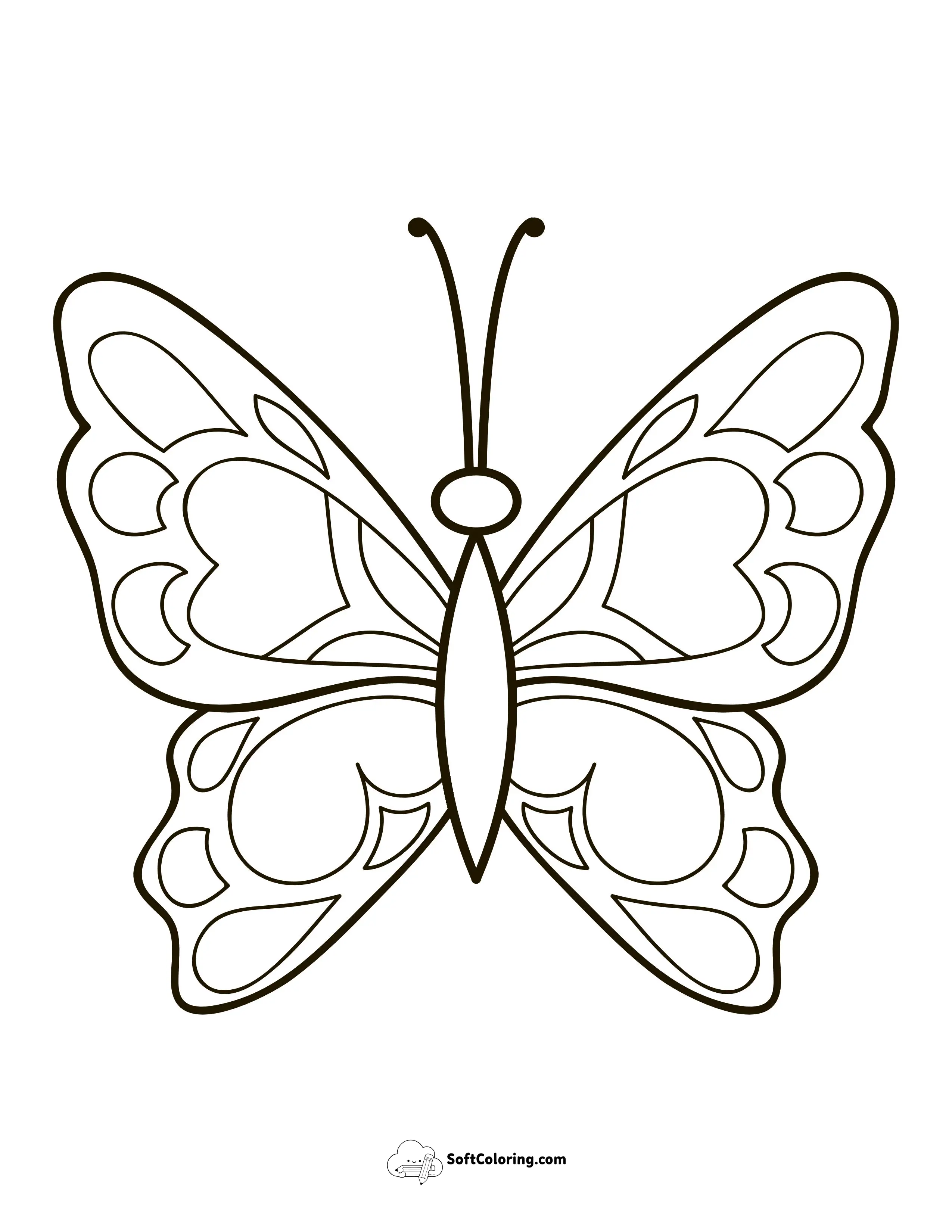 Simple Patterned Butterfly Wings To Color