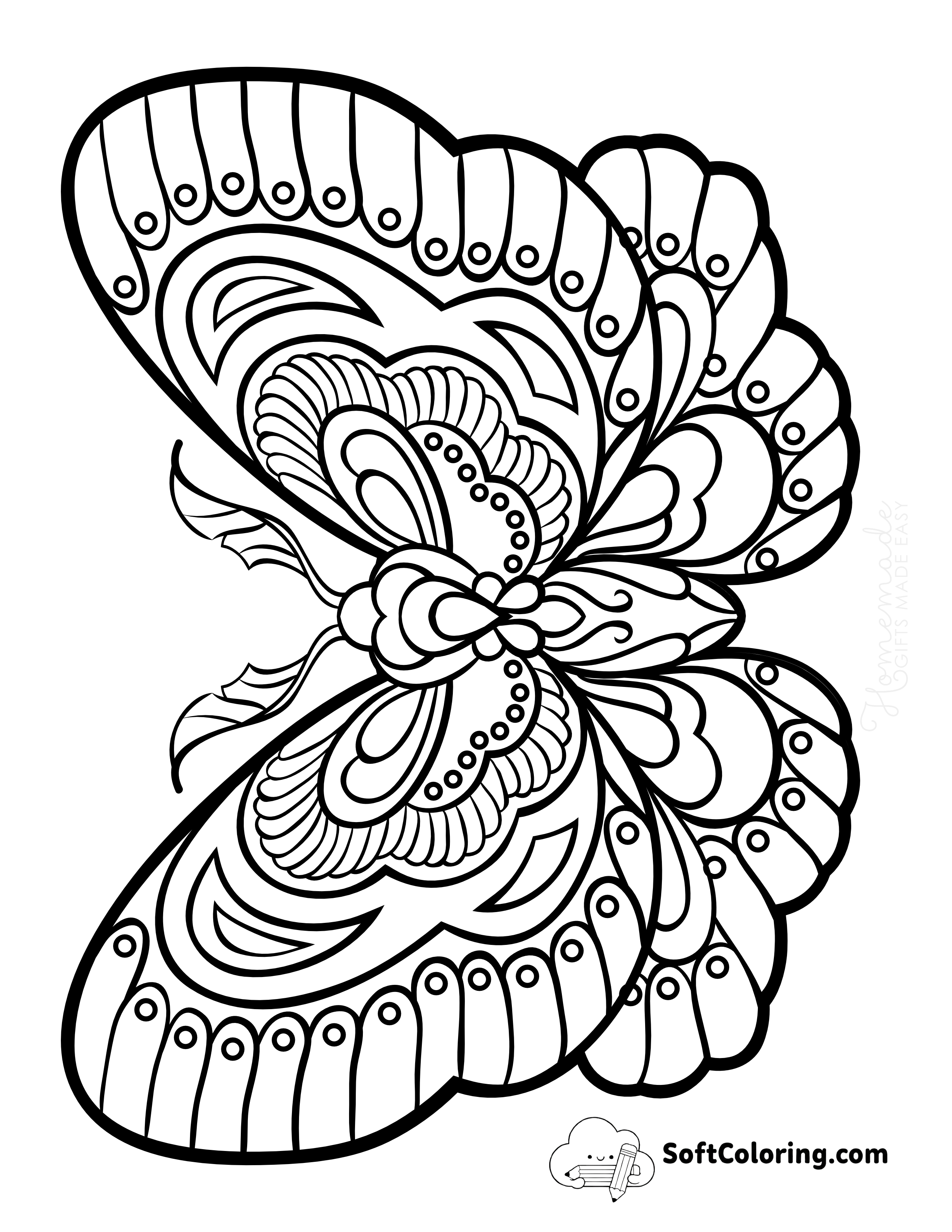 Stylized Butterfly Printable for Adults to Color