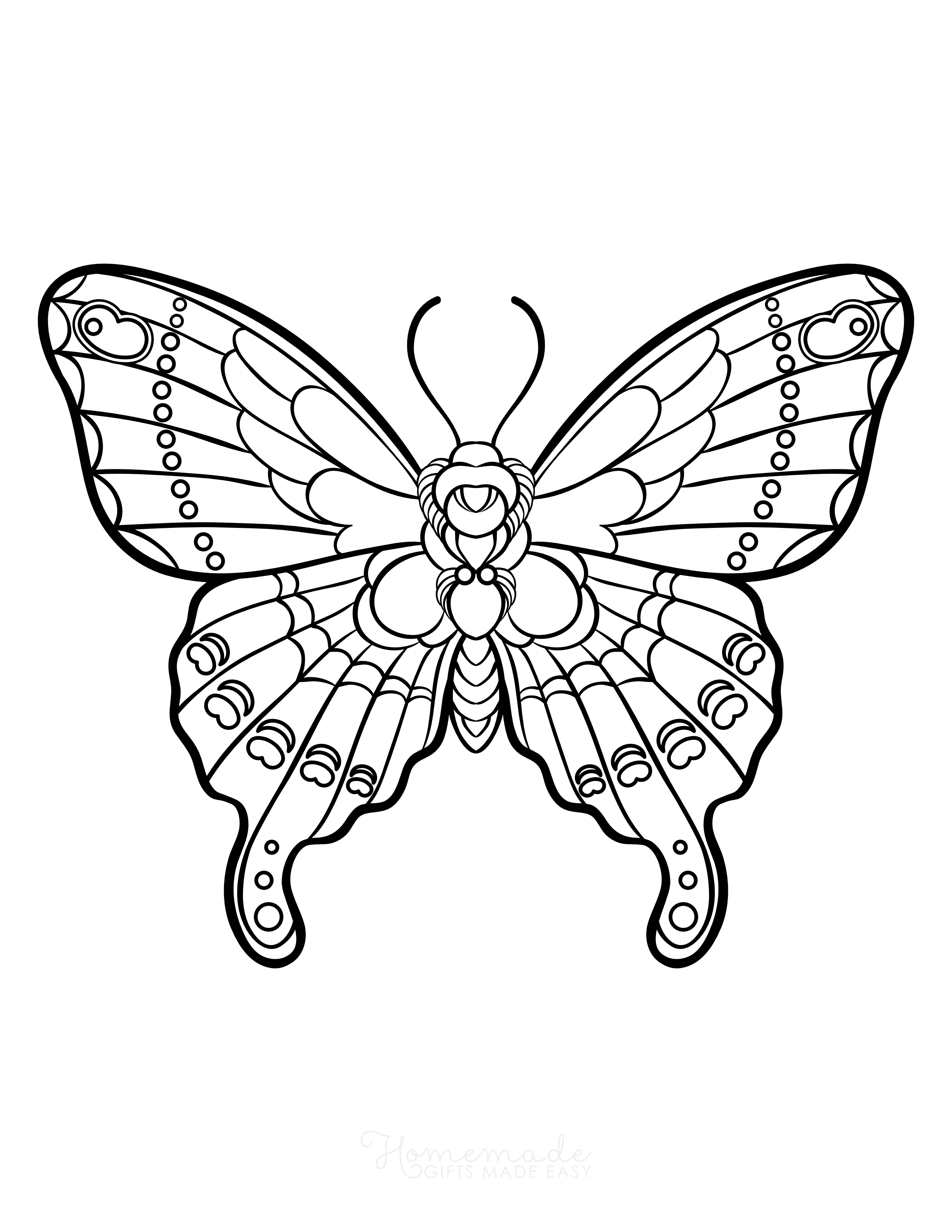 Swallowtail Patterned Butterfly Coloring Sheet for Adults
