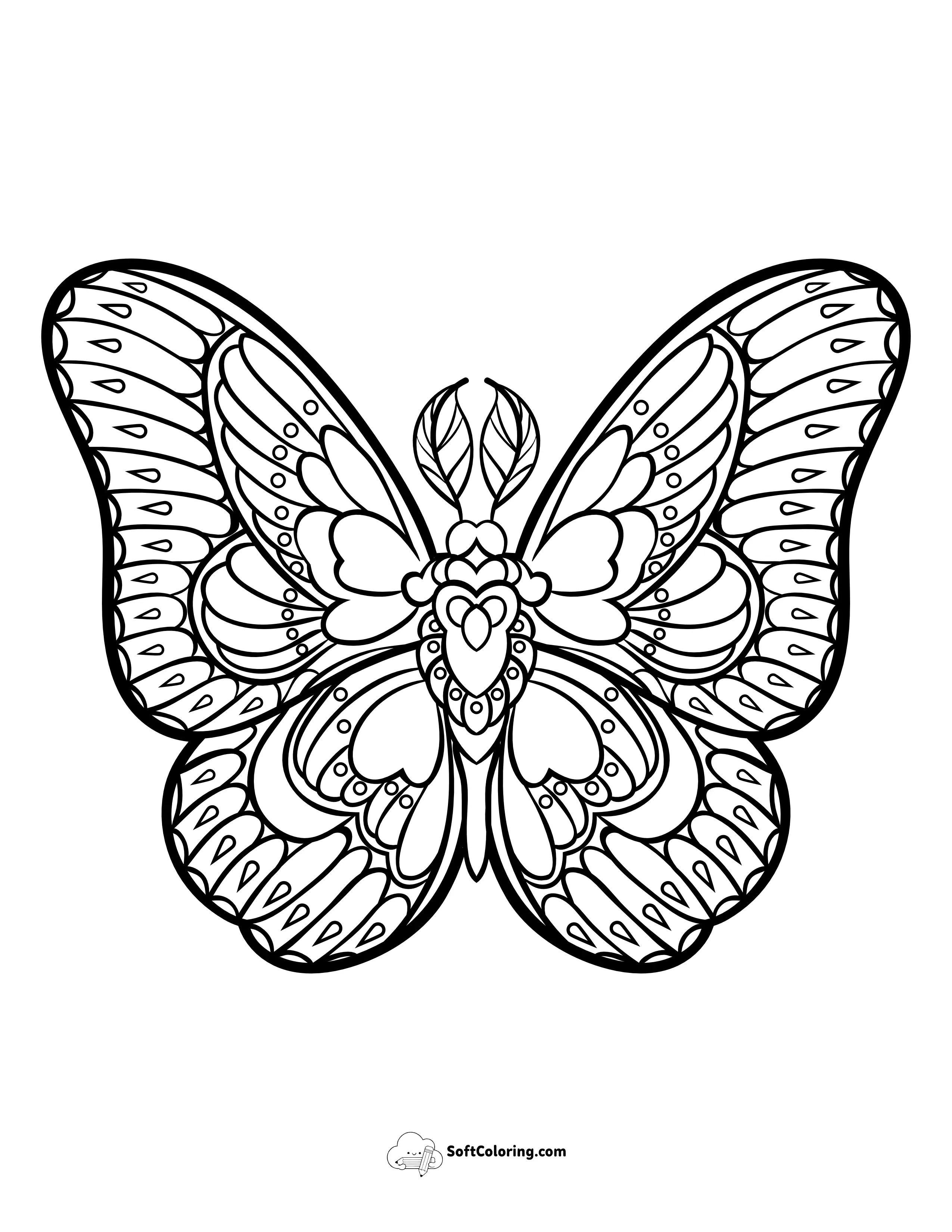 Butterfly With Feathered Antennae Printable Picture To Color