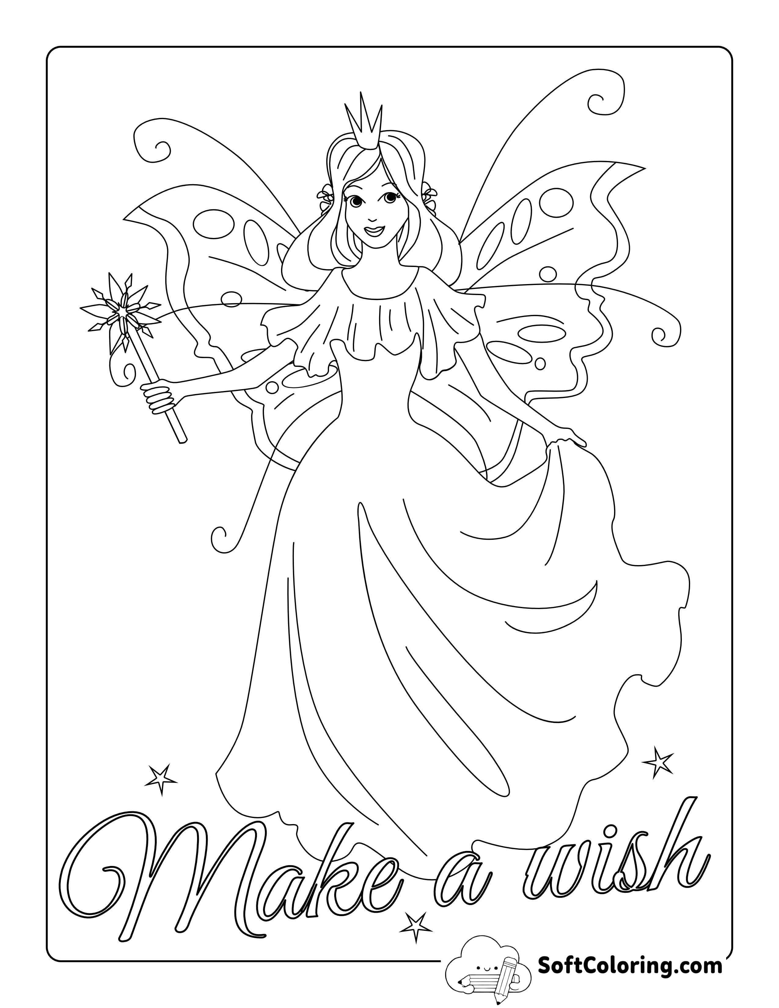 Fairy with Butterfly Wings to Color