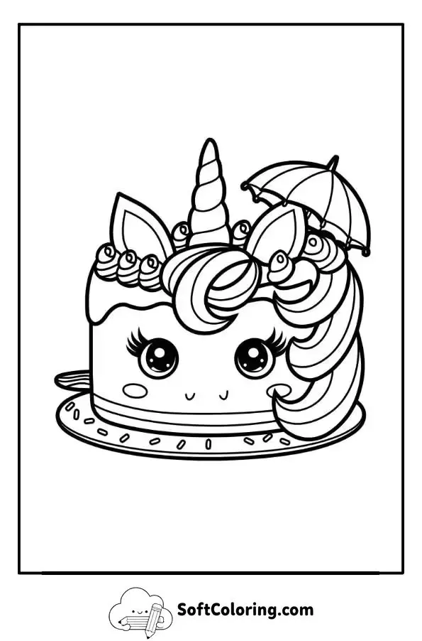 Unicorn Cake Coloring Page