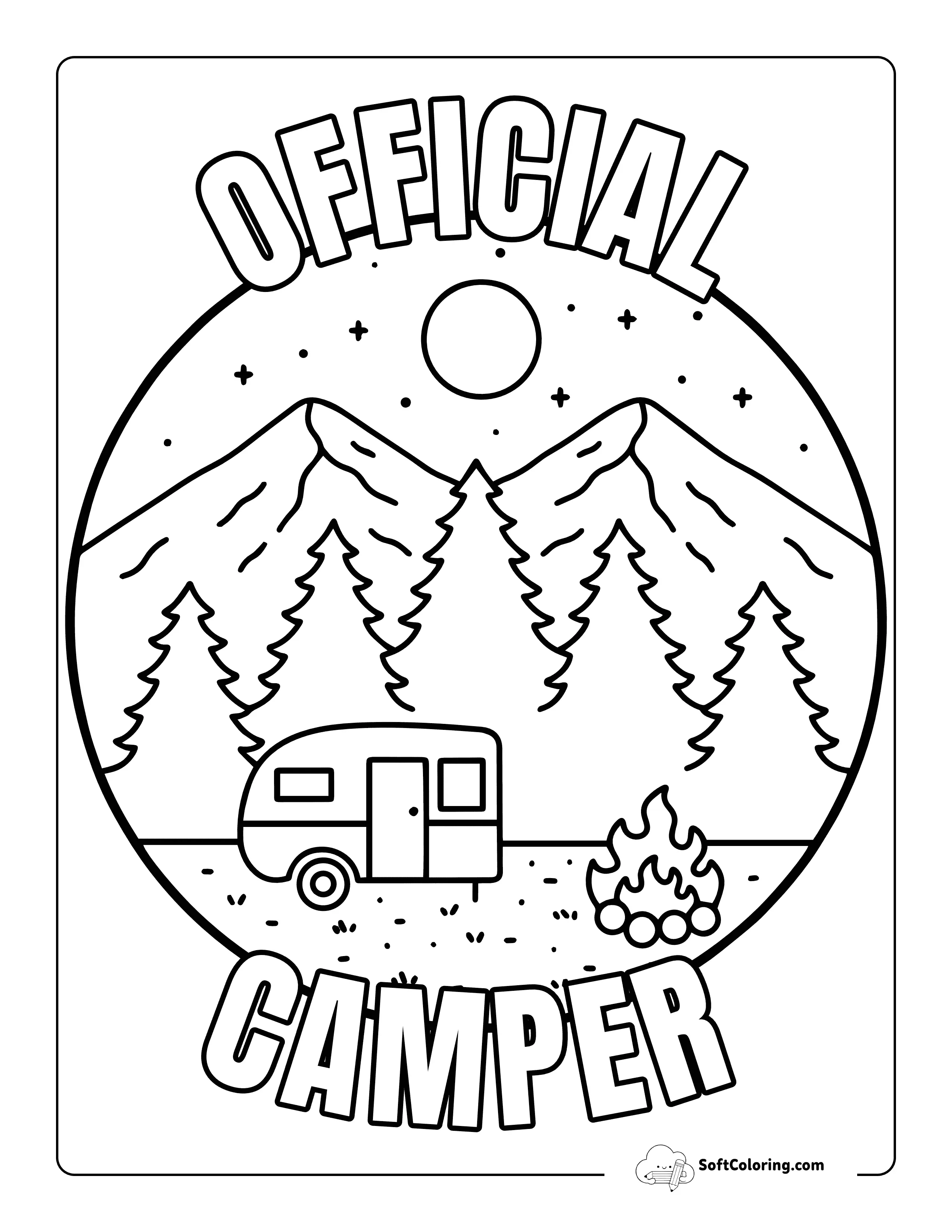 "Official Camper" Badge To Color For Kids