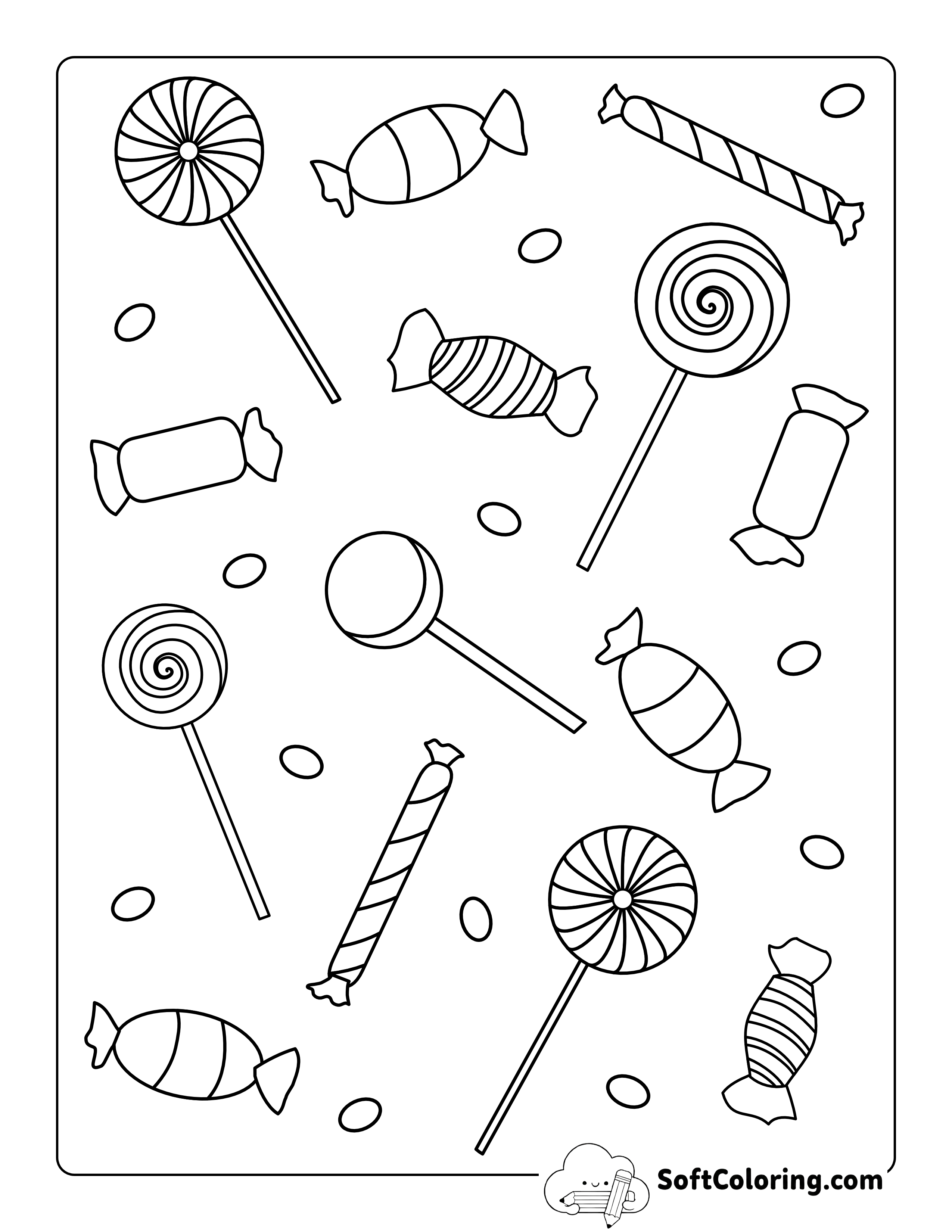 Assorted Candy Picture to Color