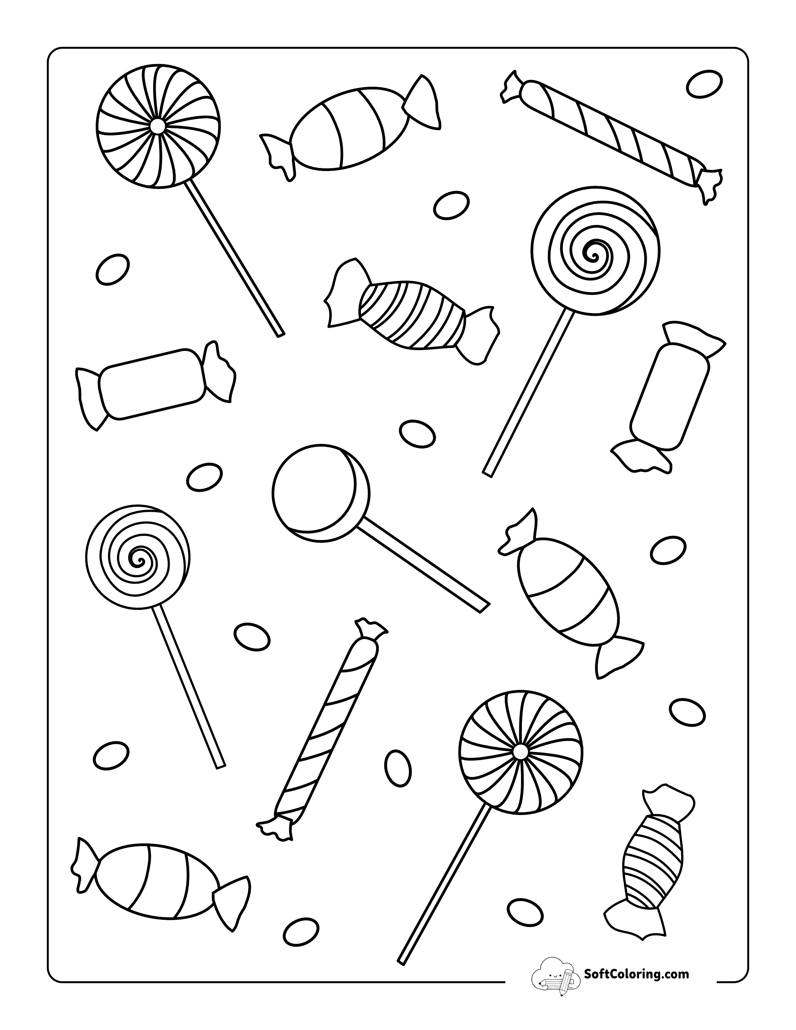 Assorted Candy Picture To Color