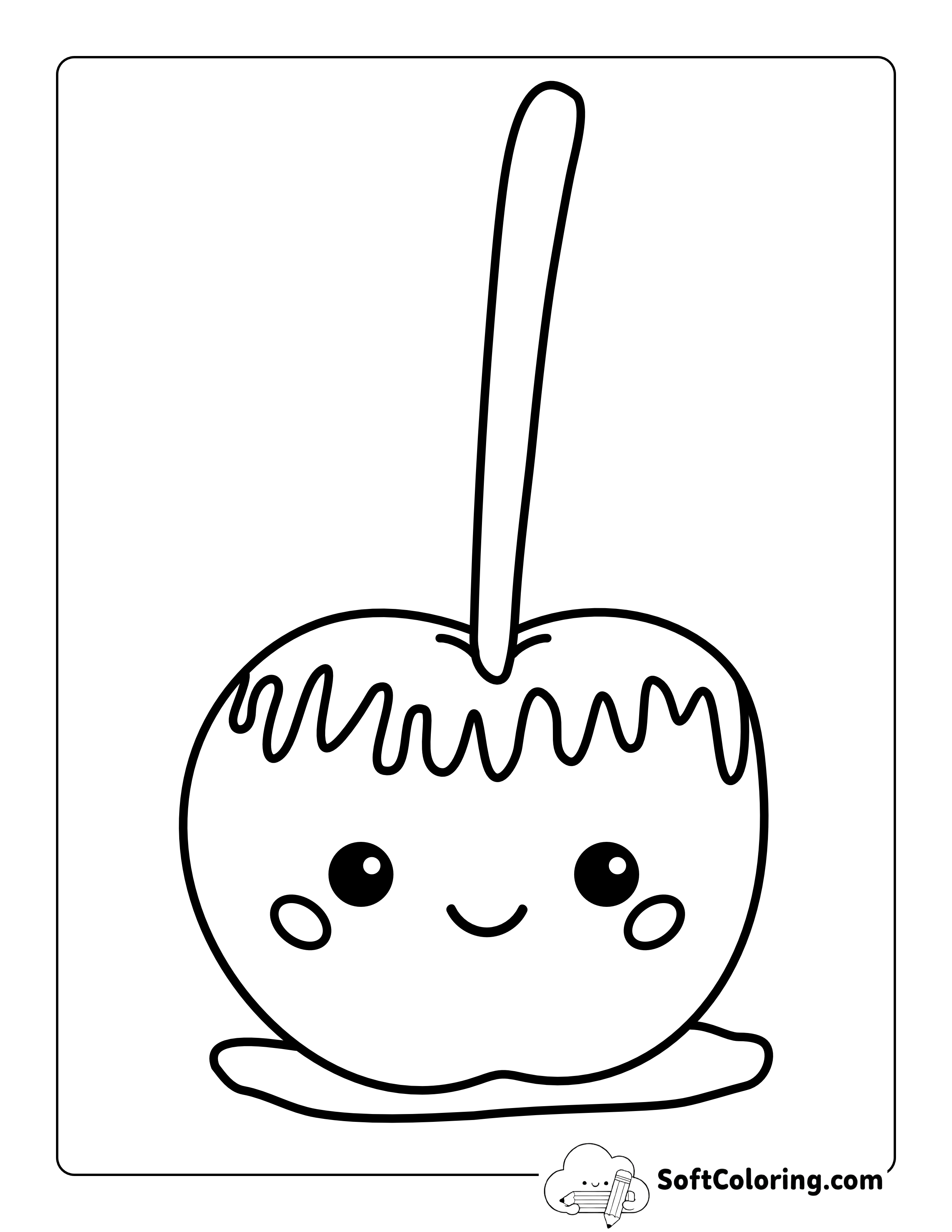 Toffee Apple Cute Preppy Coloring Sheet for Kids