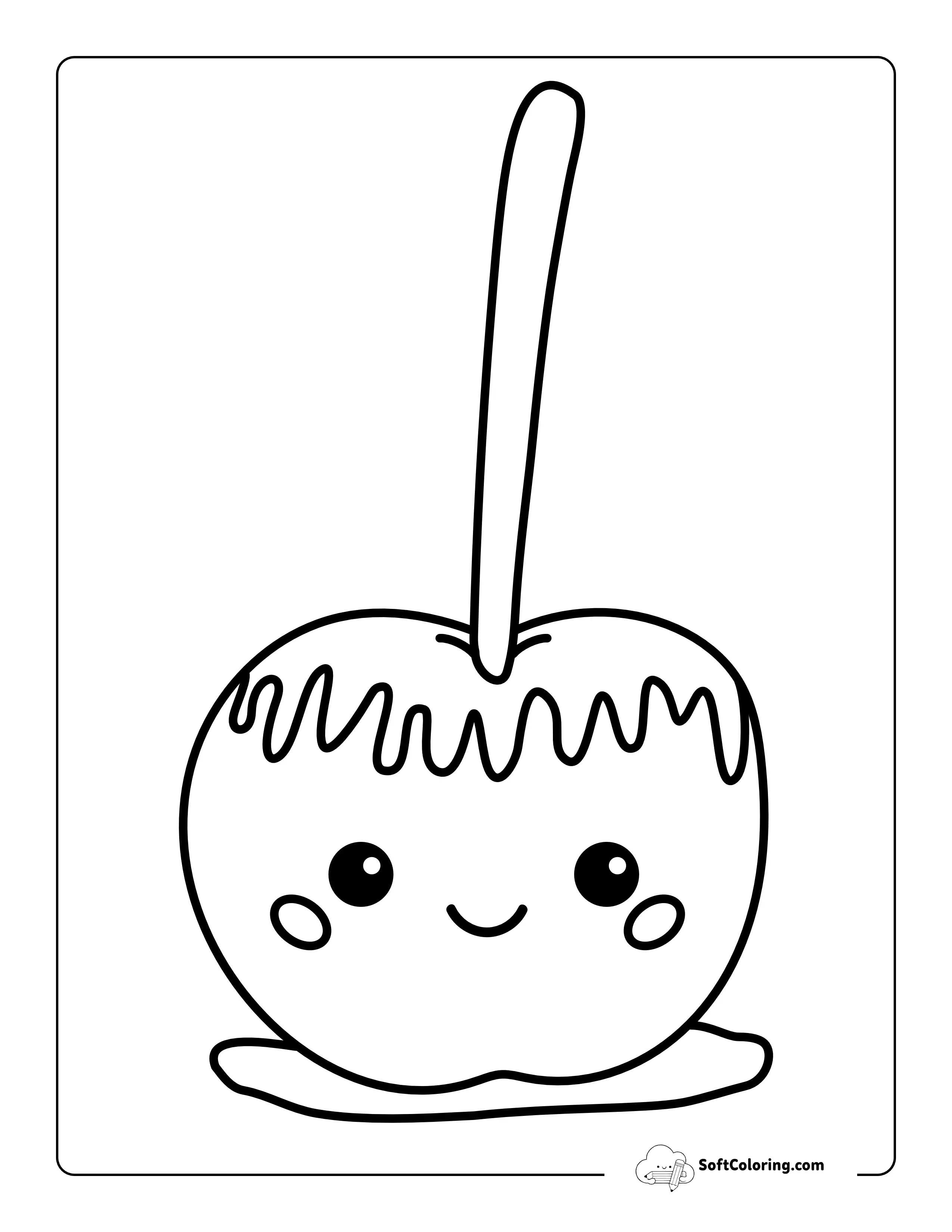 Toffee Apple Cute Preppy Coloring Sheet For Kids