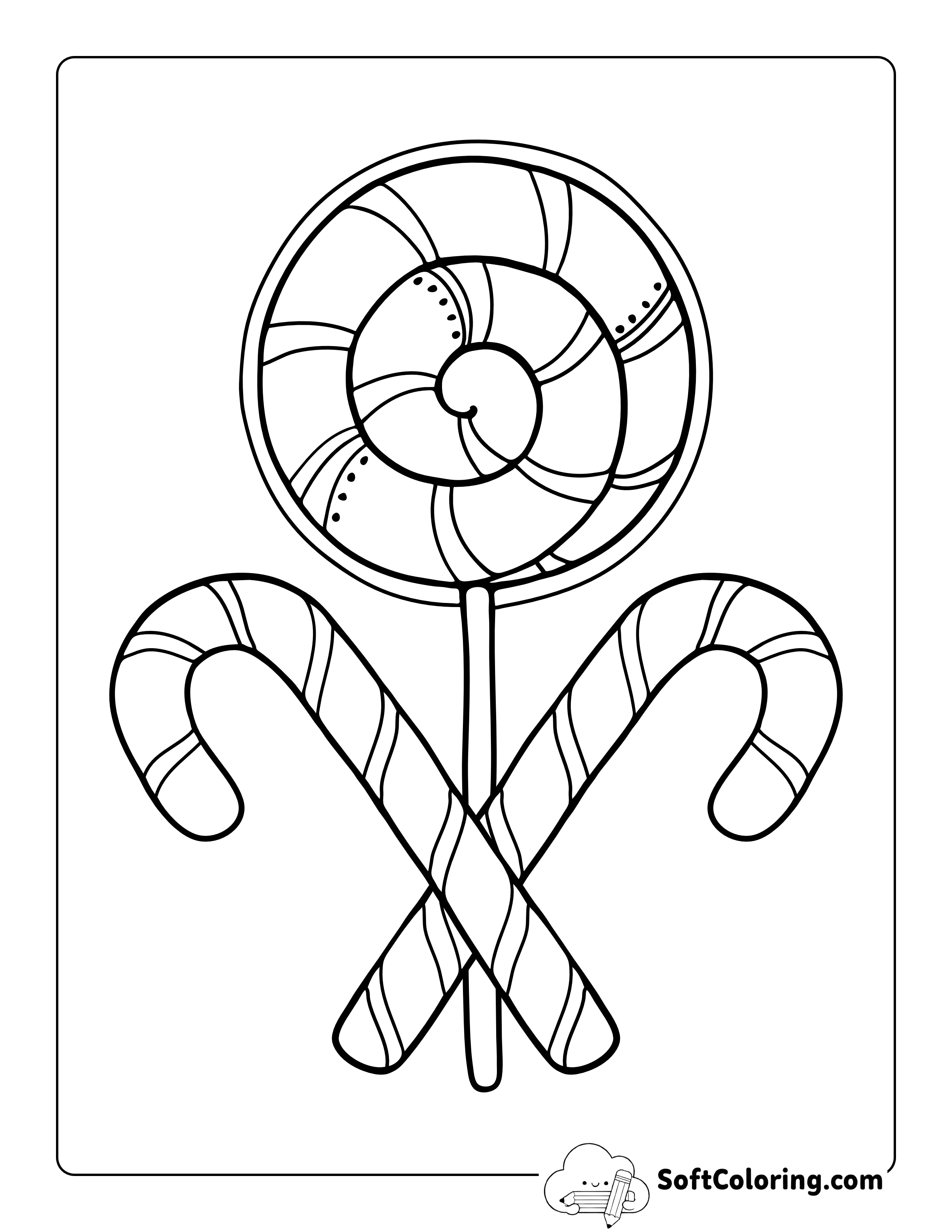 Lollipop & Candy Canes Coloring Sheet