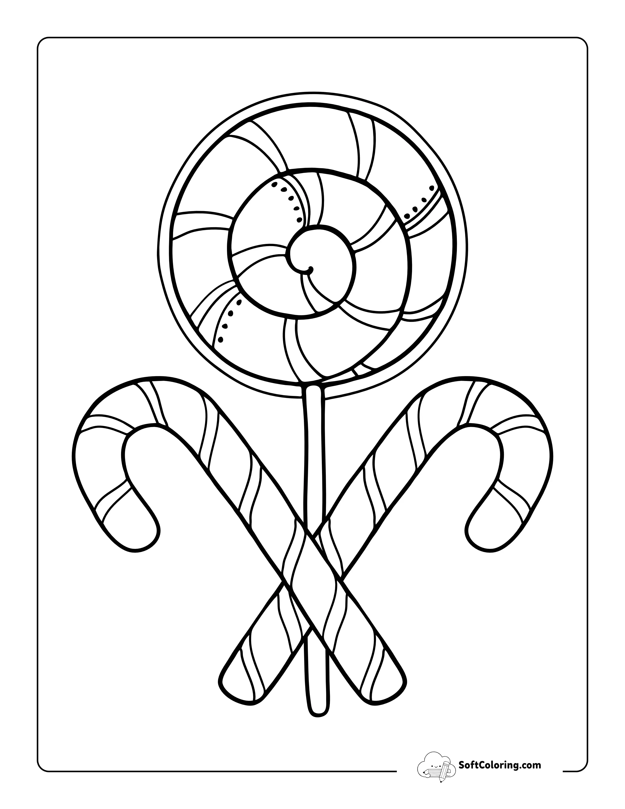 Lollipop & Candy Canes Coloring Sheet