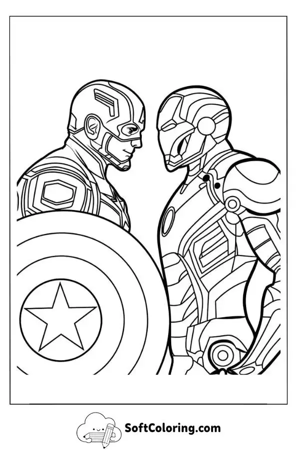 Captain America And Iron Man Coloring Page