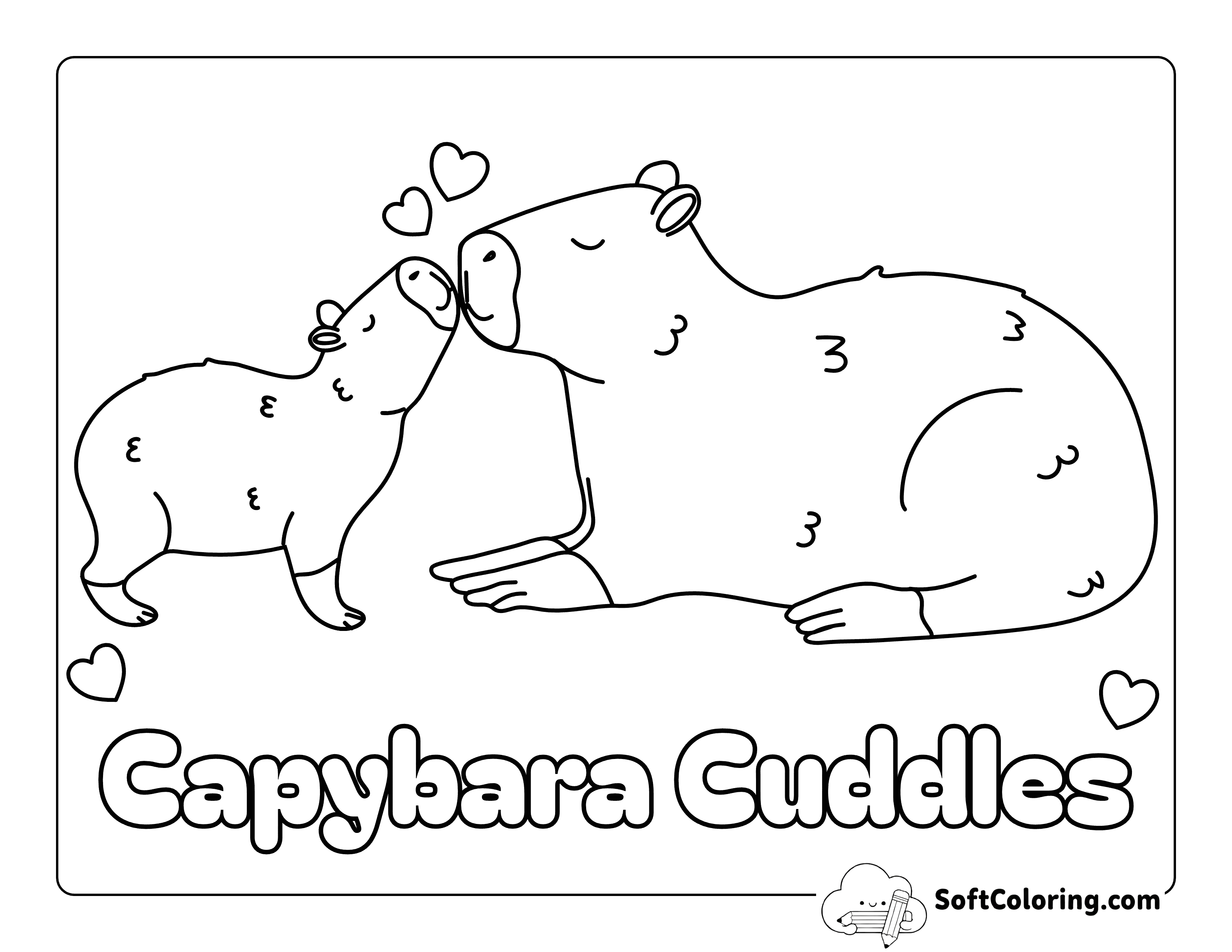 "Capybara Cuddles" - Adorable Baby Capybara Coloring Page