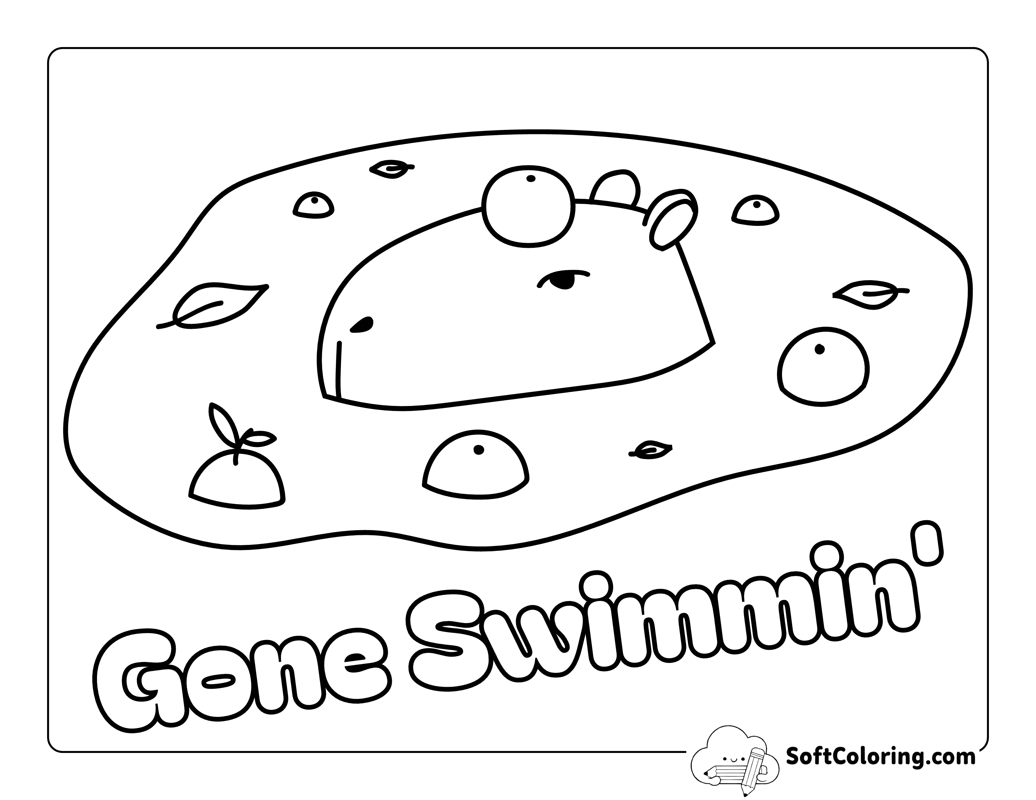 "Gone Swimmin'" - Funny Cute Capybara Coloring Sheet