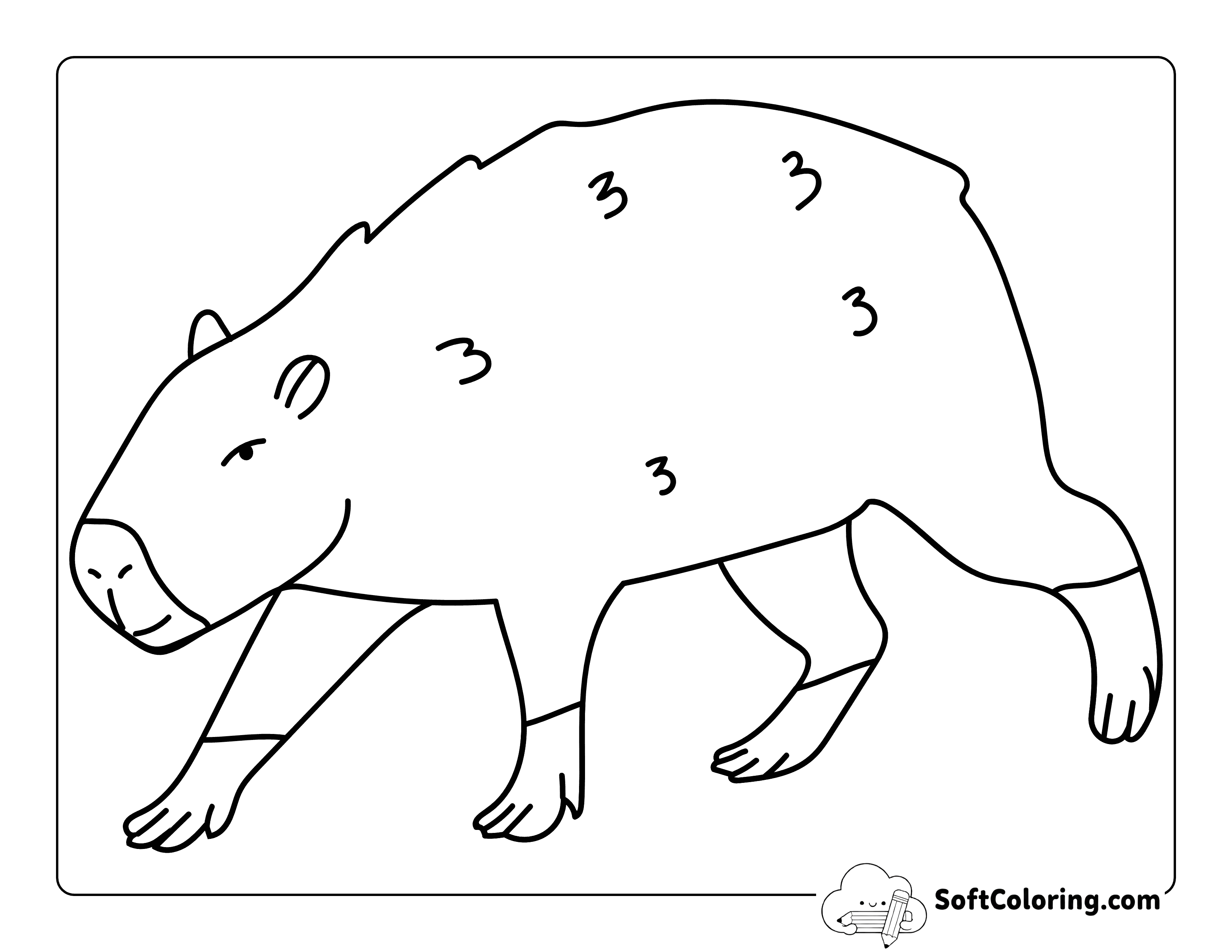 Easy Walking Capybara Drawing to Color