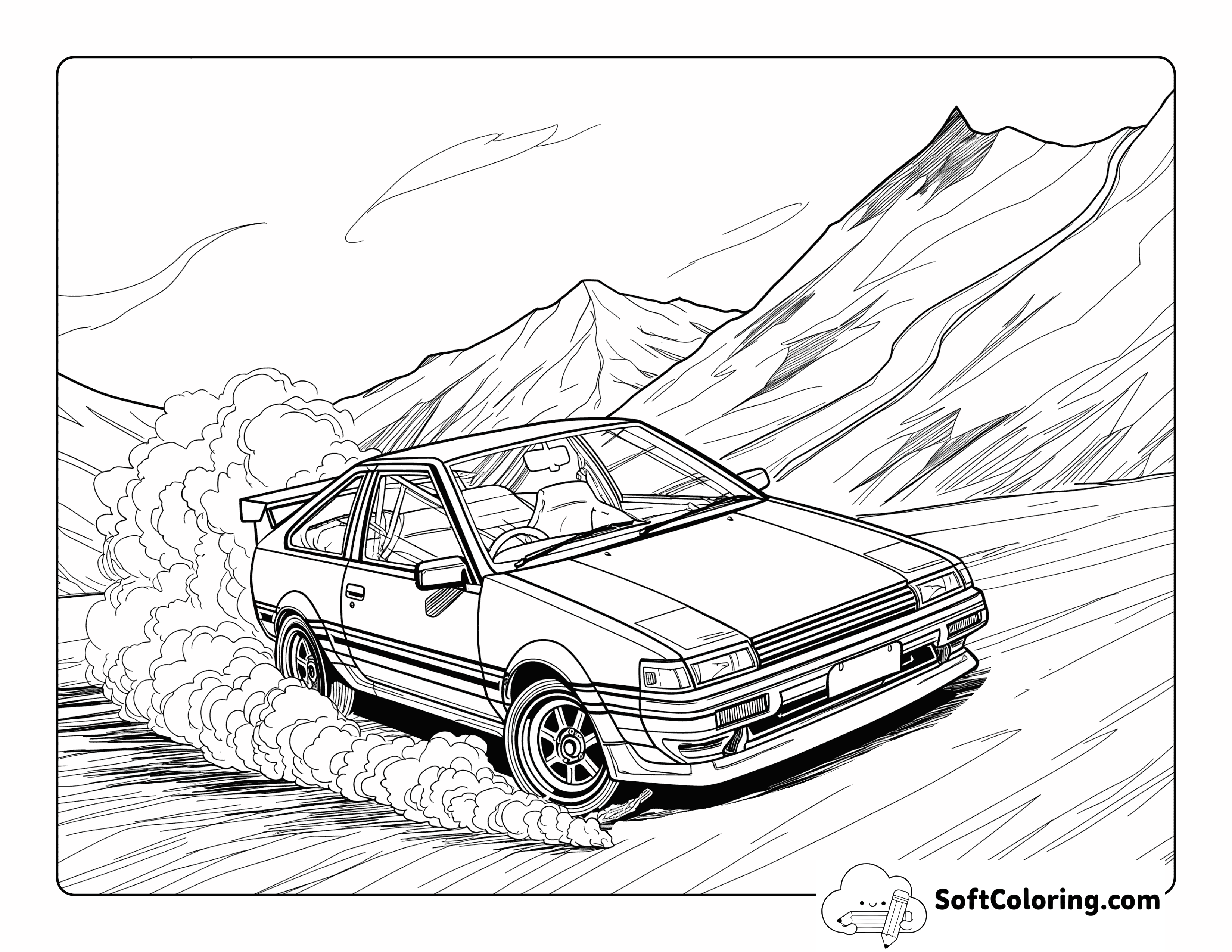 Adventure Racing Detailed Car Coloring Page for Adults