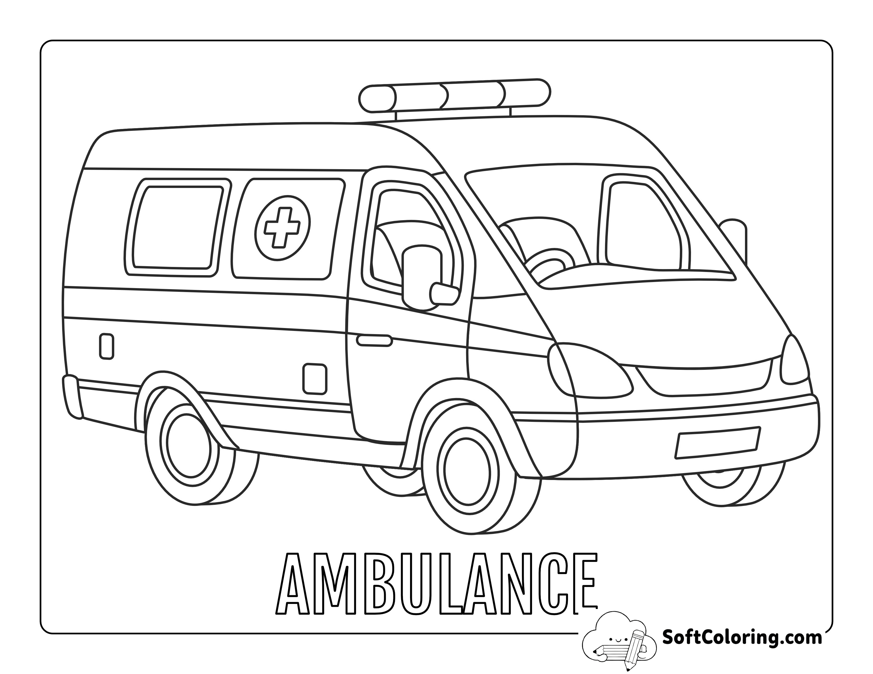Ambulance Coloring Page for Kids