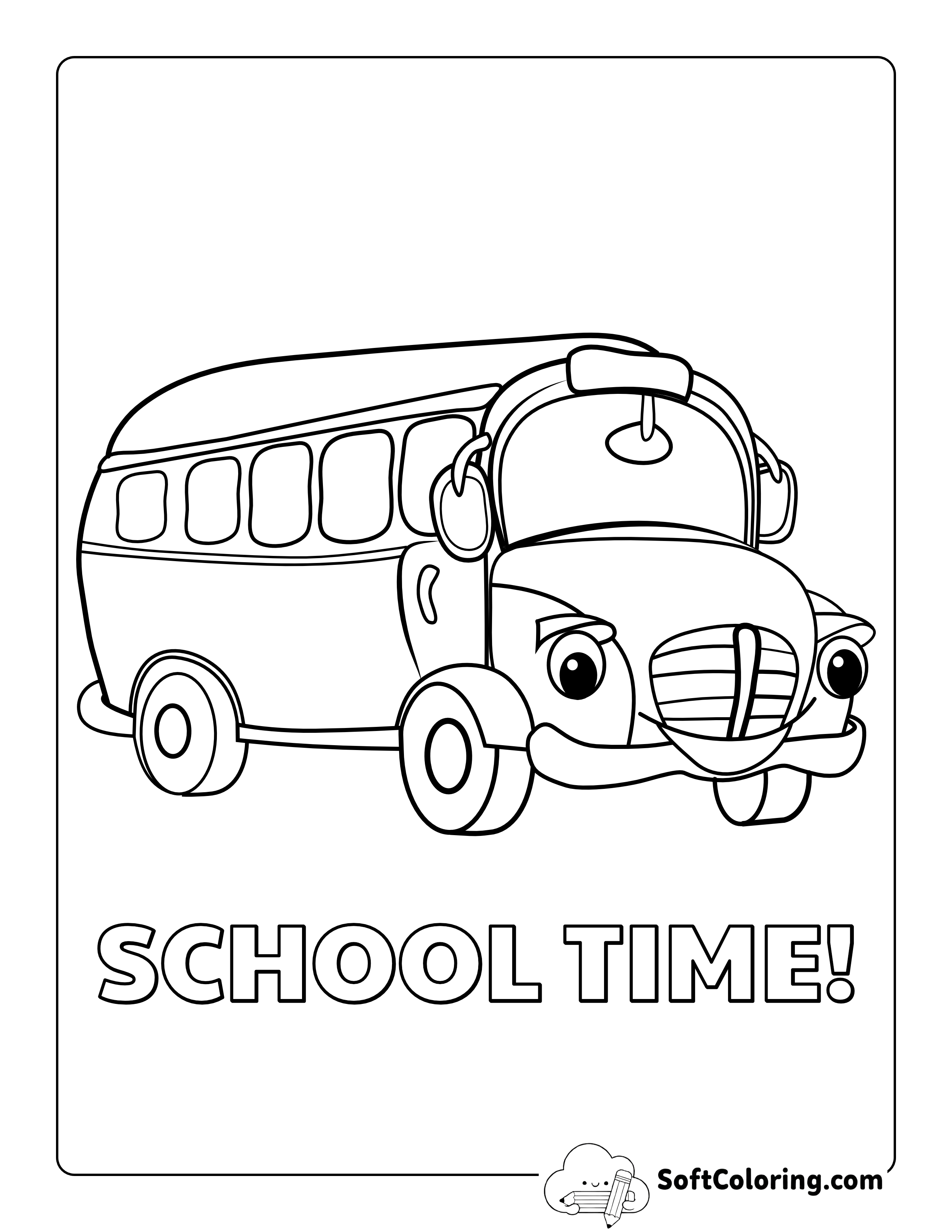 "School Time!" Bus Coloring Sheet