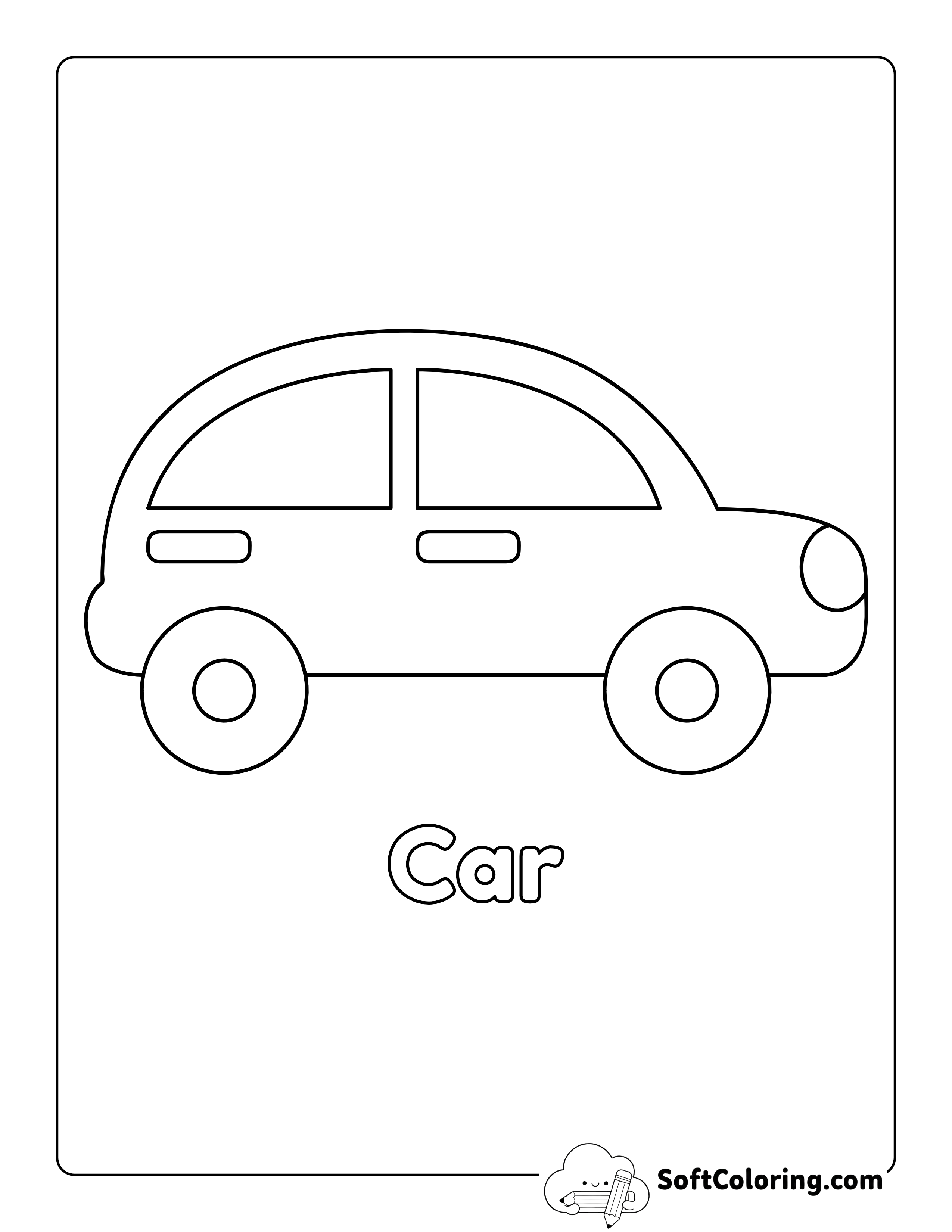 Car Coloring Page for Toddlers