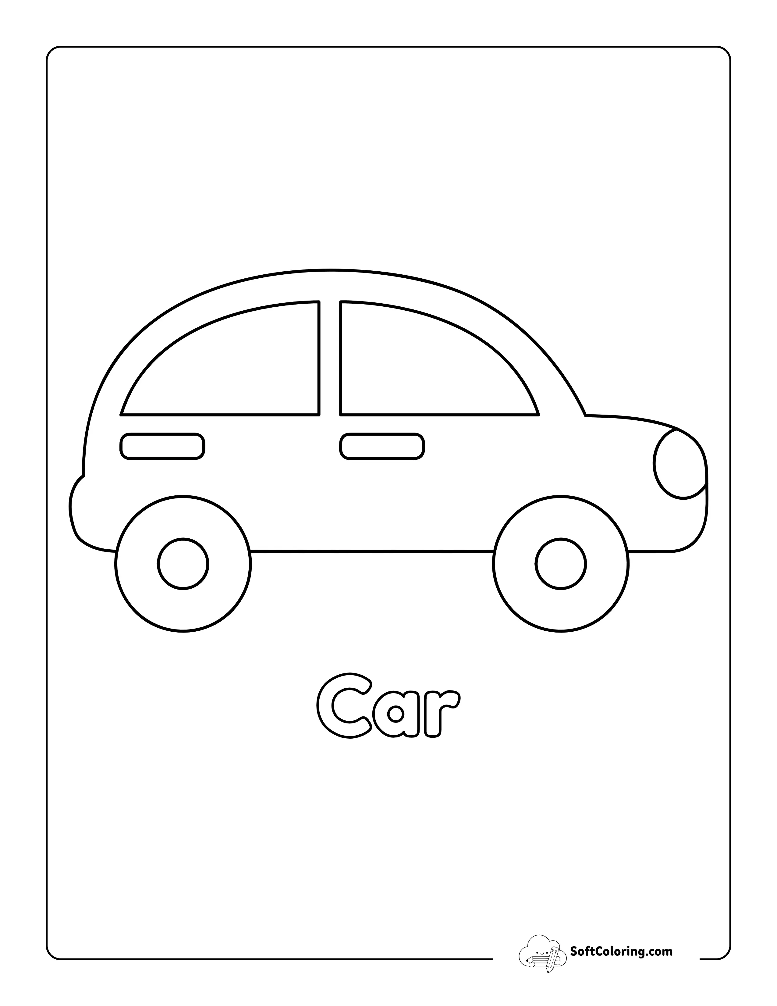 Easy Car Coloring Page For Toddlers
