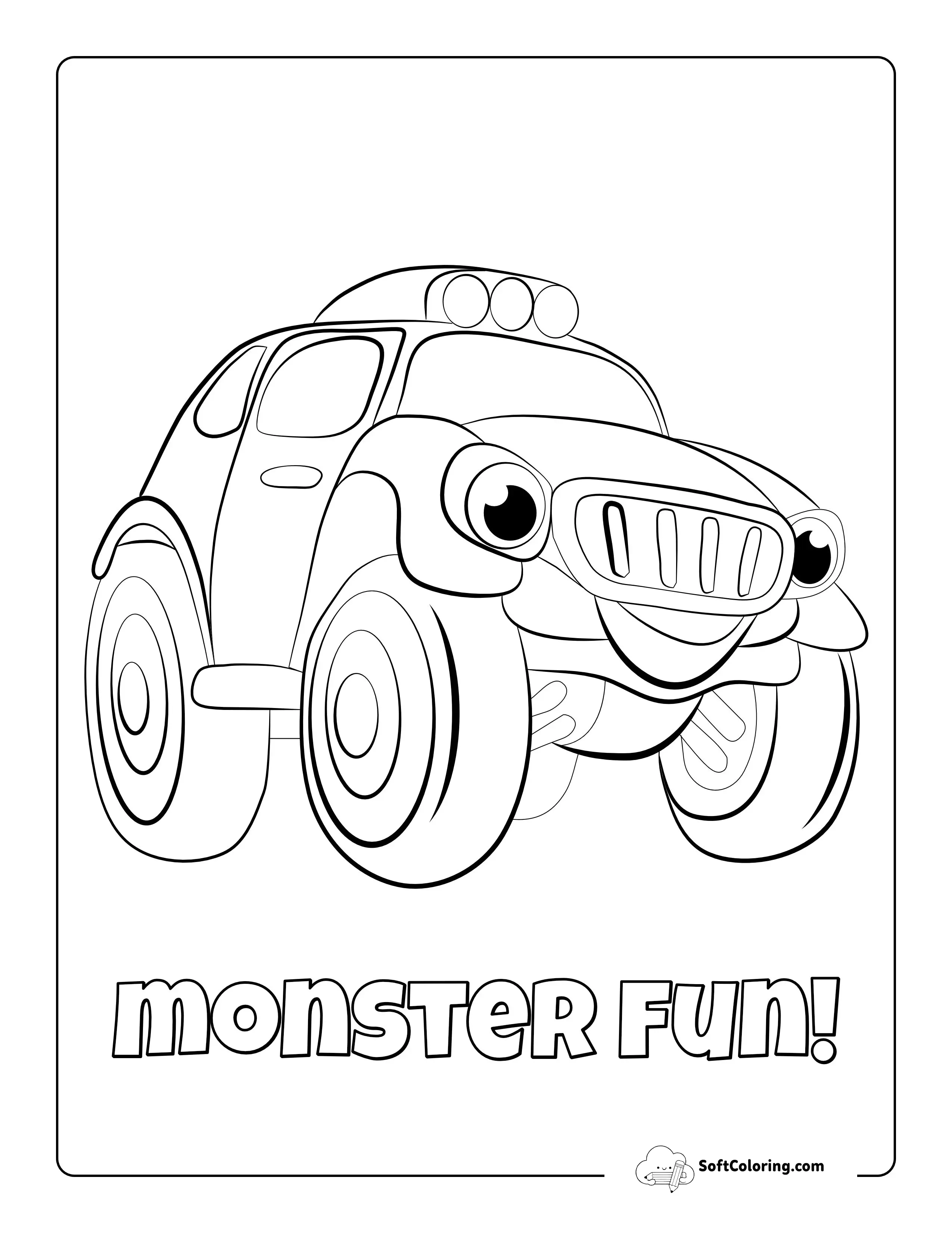 Easy Cartoon Monster Truck Coloring Page