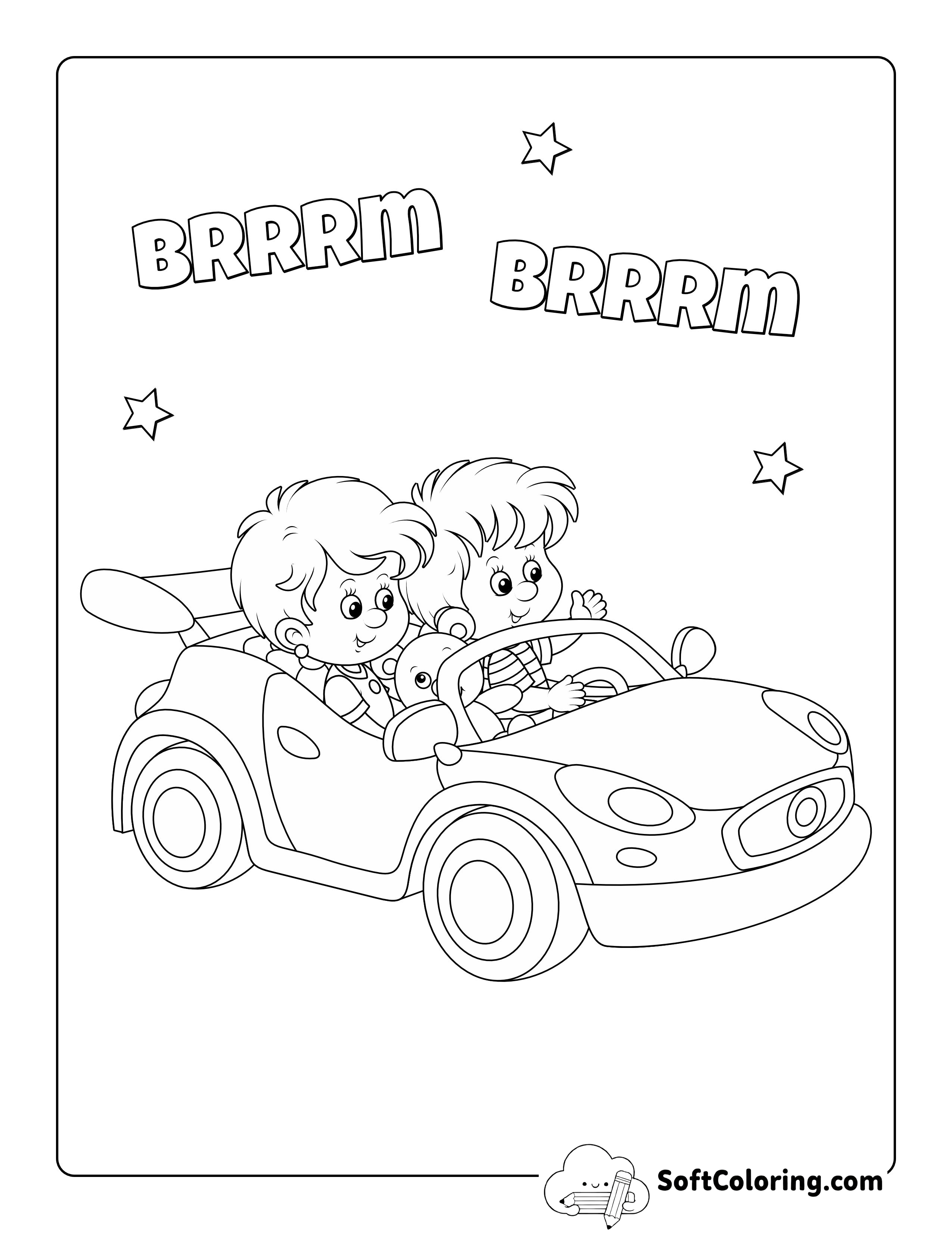 "Brrrm Brrrm" Car Coloring Sheet for Kids