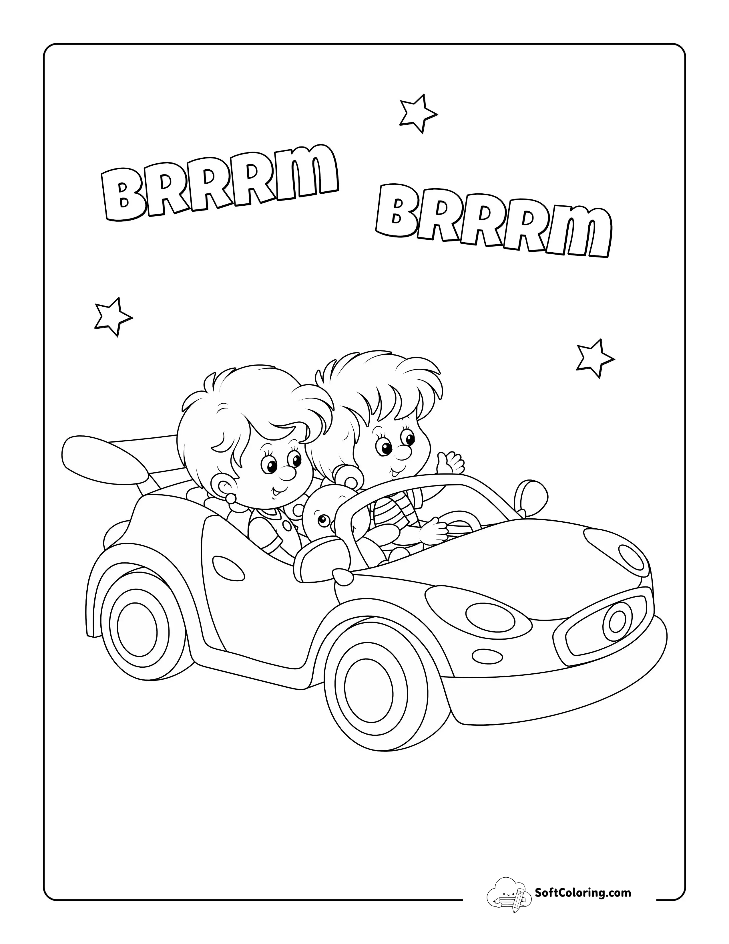 "Brrrm Brrrm" Car Coloring Sheet For Kids