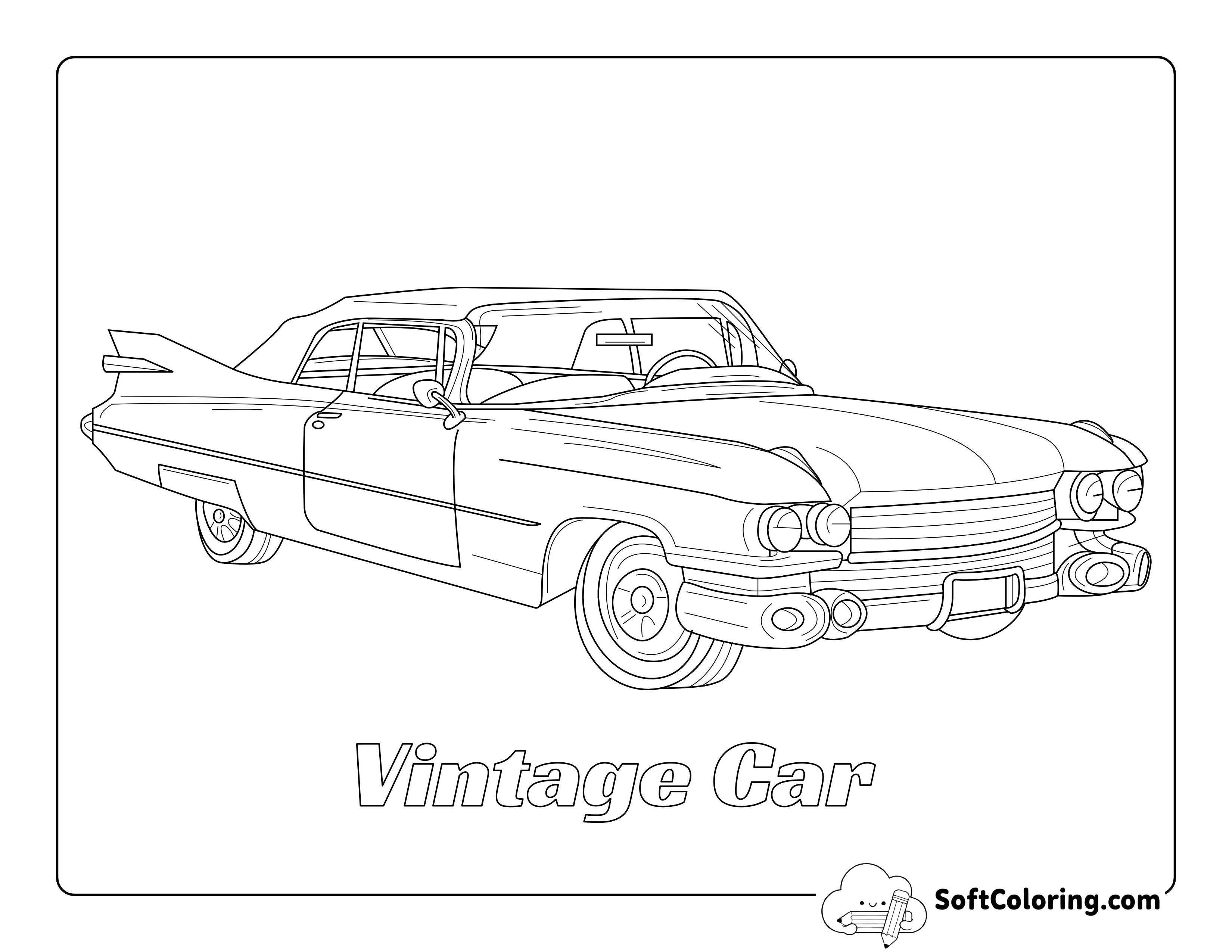 Realistic Classic Car Coloring Page