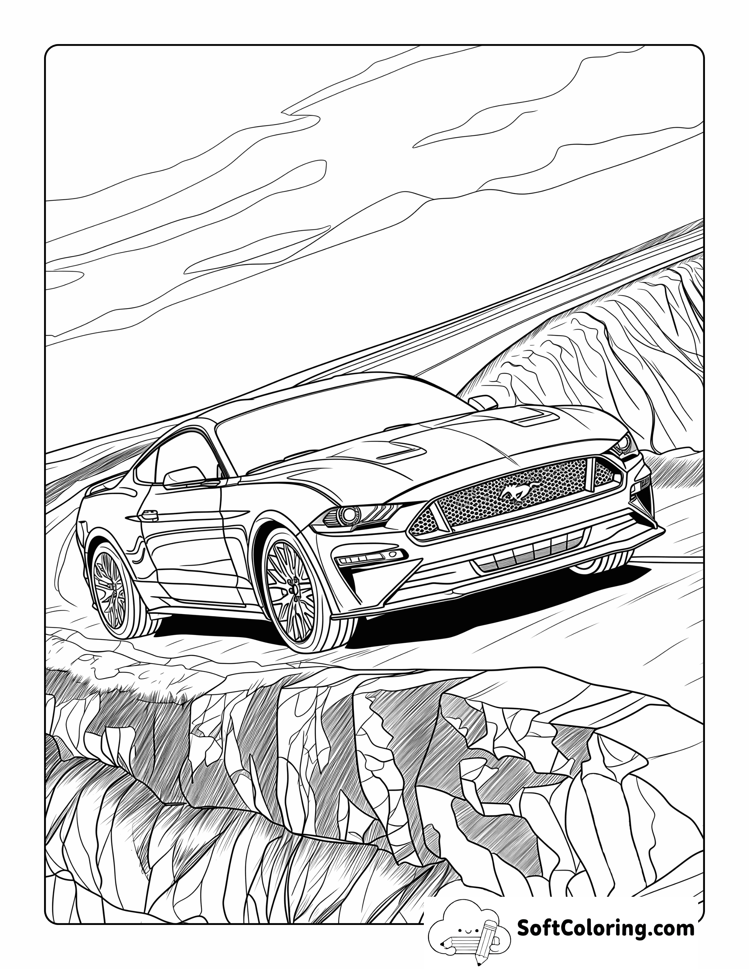 Roadtrip Detailed Car Coloring Page for Adults