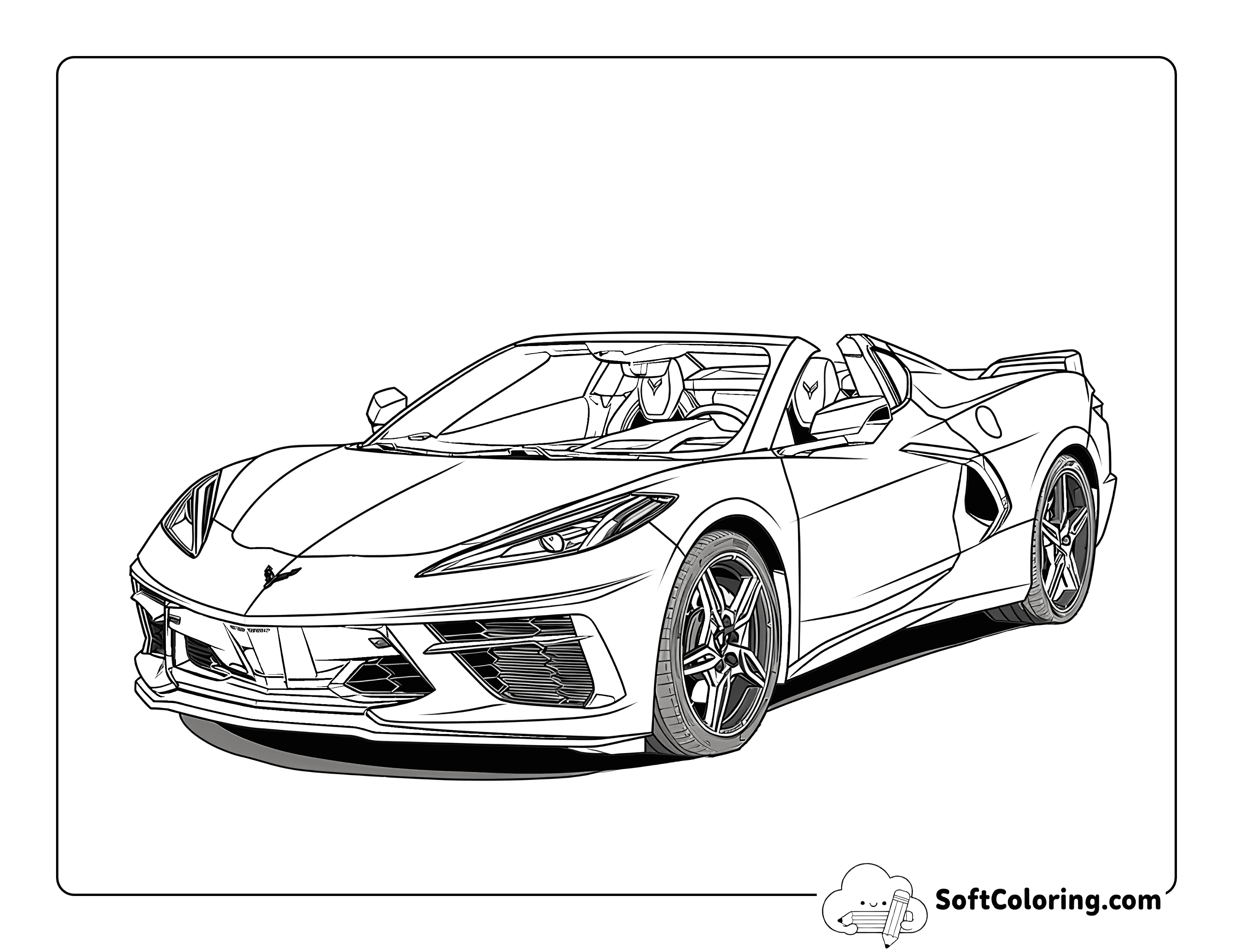Realistic Printable Cool Sports Car Coloring Page