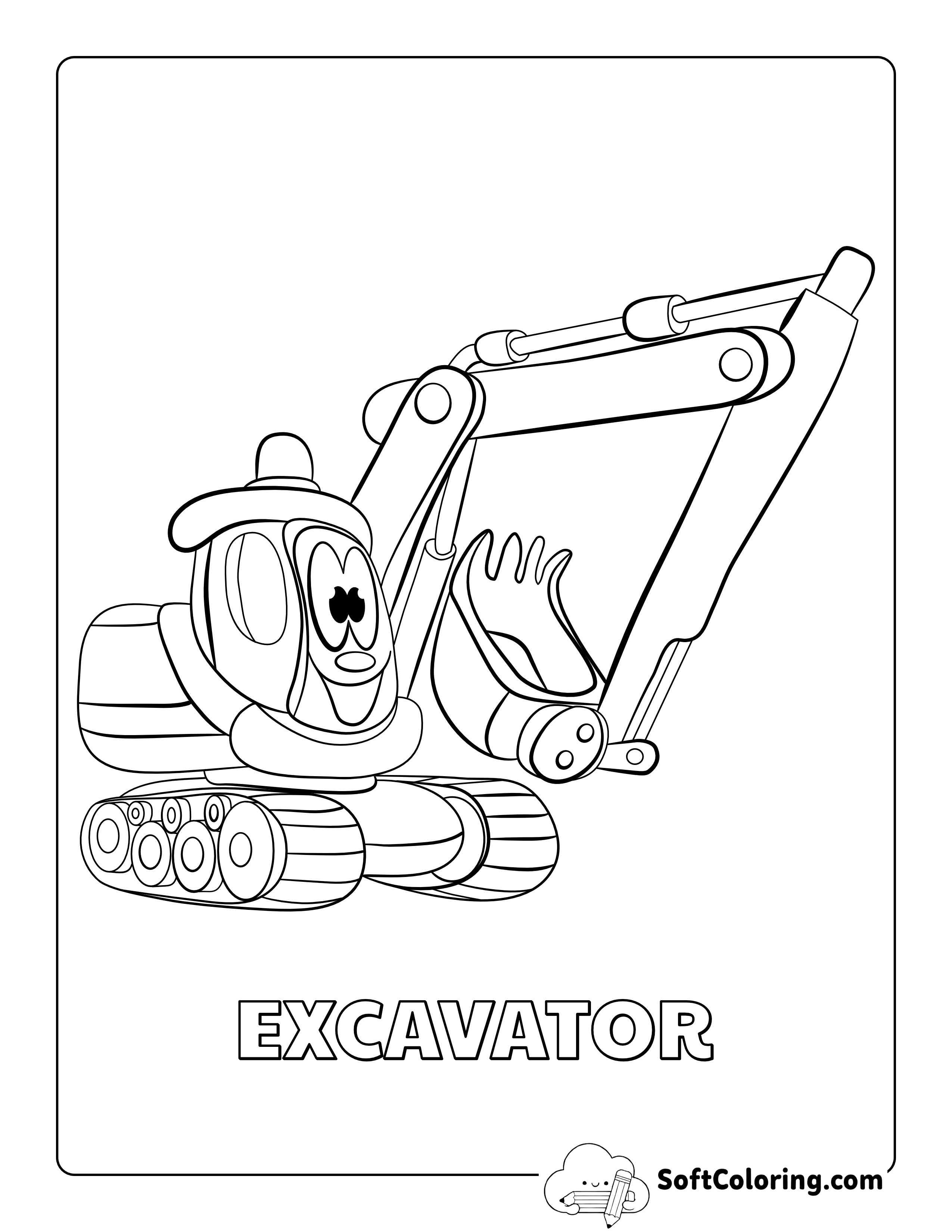 Excavator Coloring Sheet for Boys