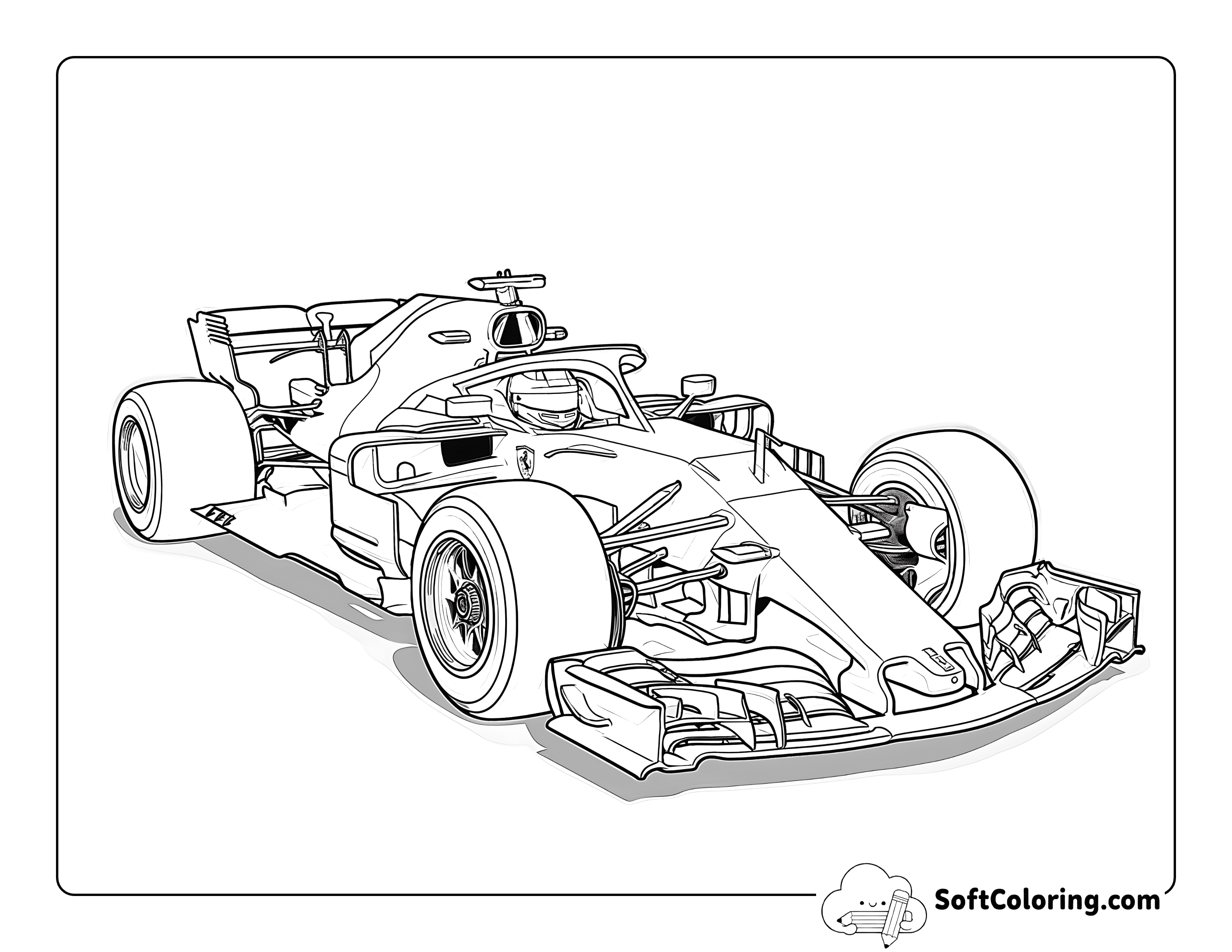Realistic Cool Race Car Coloring Page