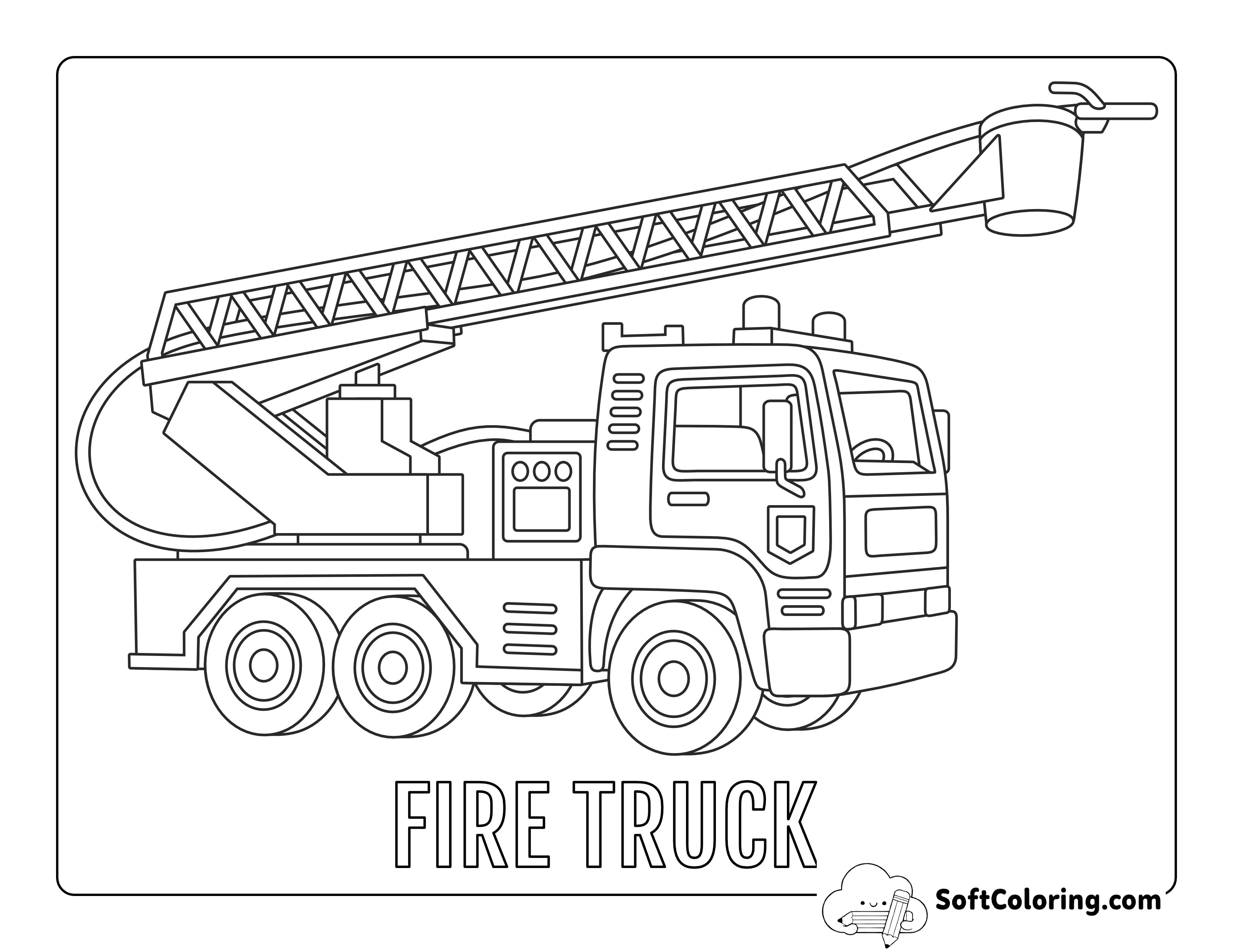 Simple Fire Truck Coloring Sheet for Kids