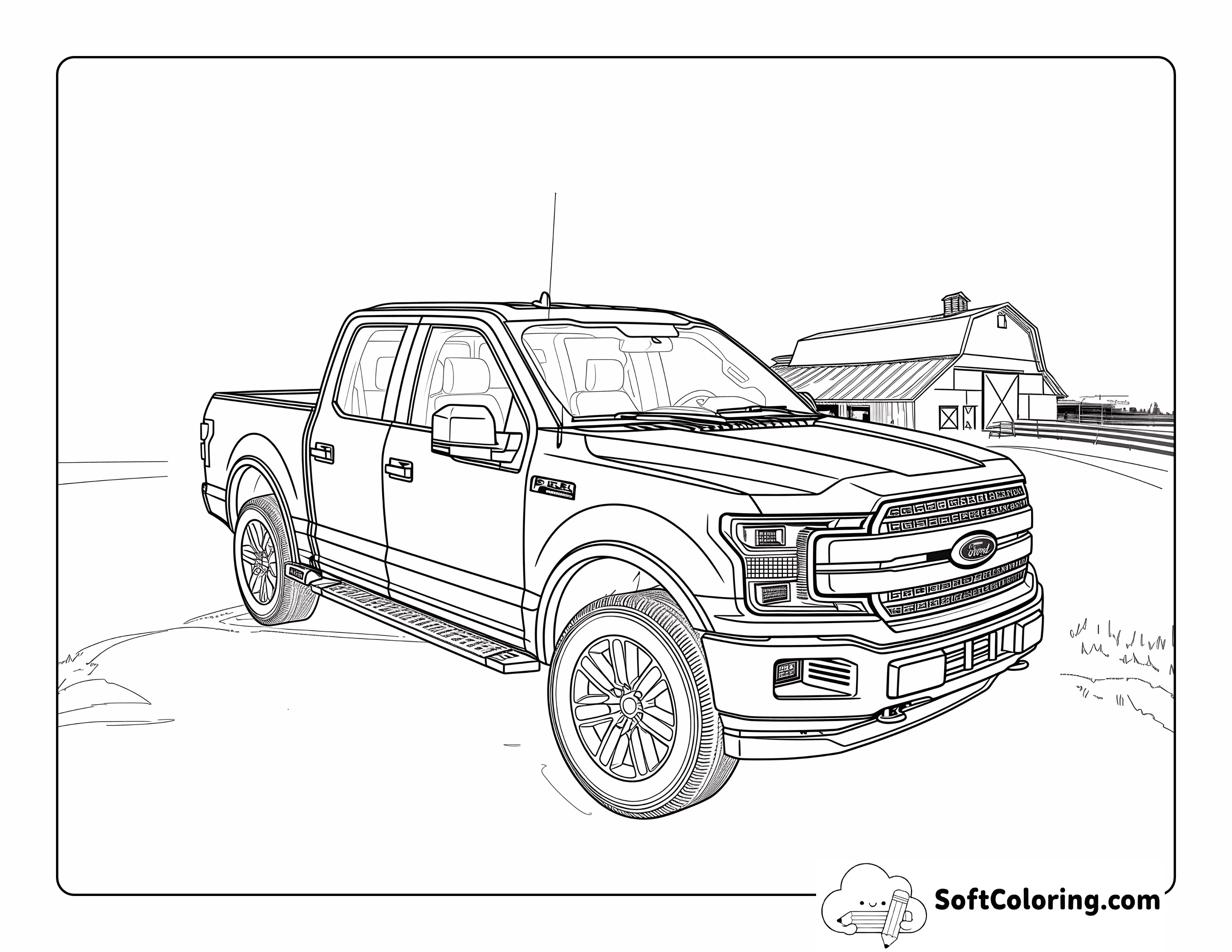 Printable Realistic Farm Truck Coloring Page