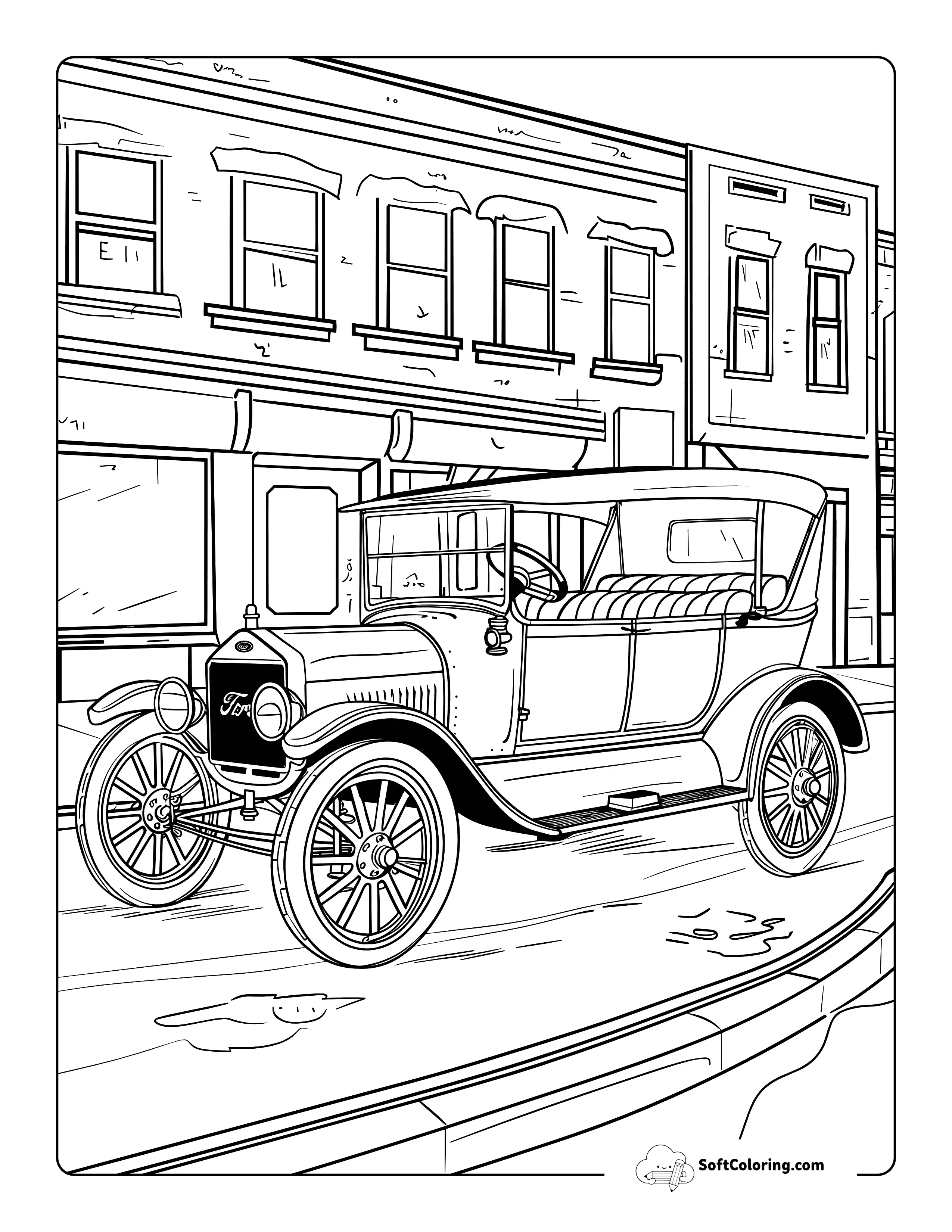 Classic Car Nostalgia Coloring Sheet For Seniors