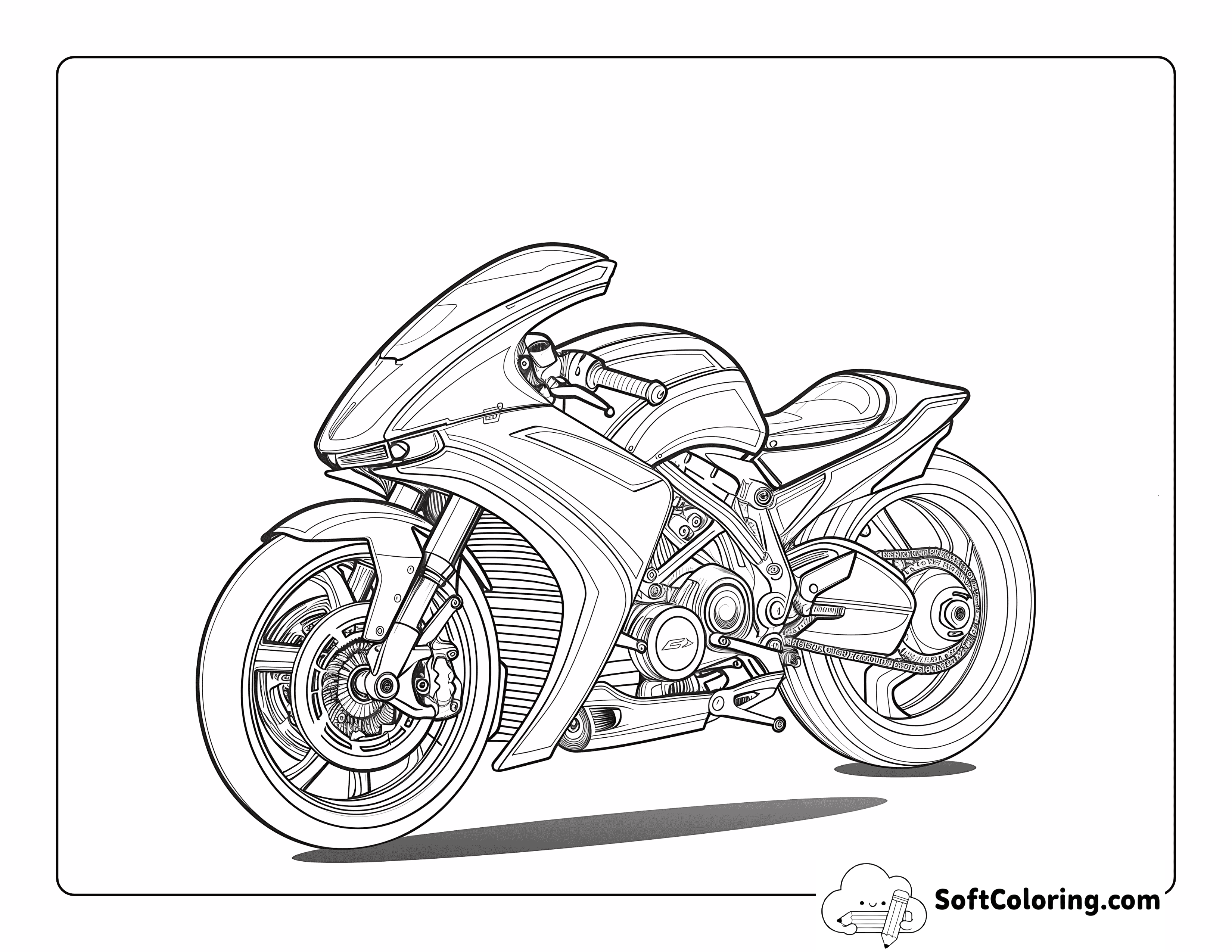 Futuristic Motorbike Cool Car Coloring Page for Adults