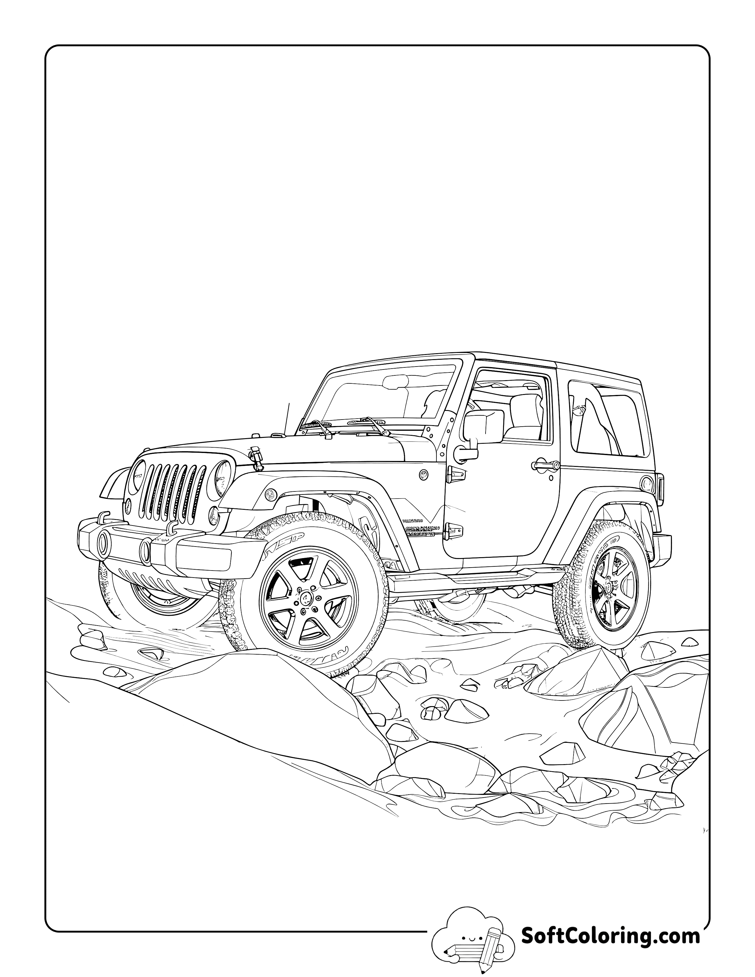 Adventure Jeep Realistic Car Coloring Page