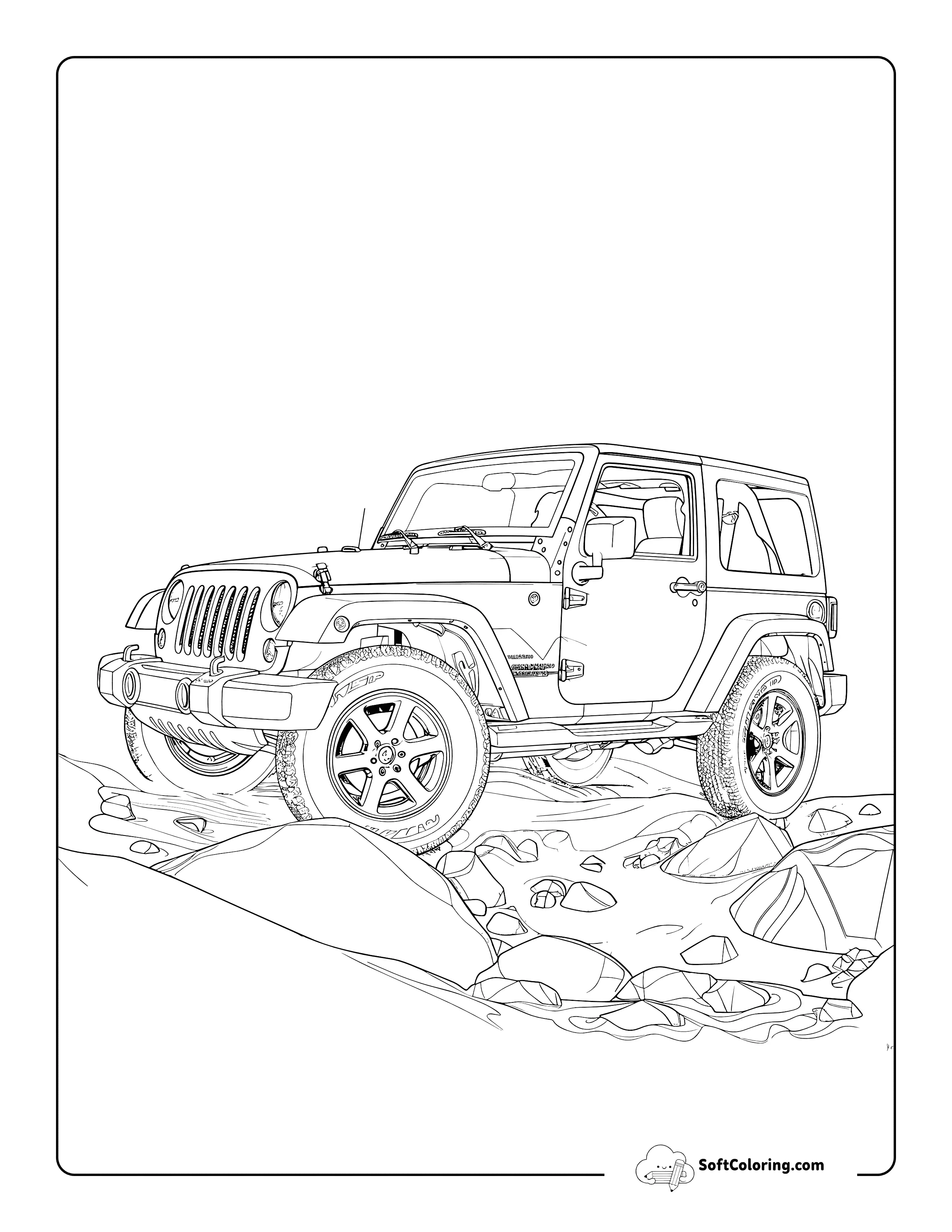 Adventure Jeep Realistic Car Coloring Page