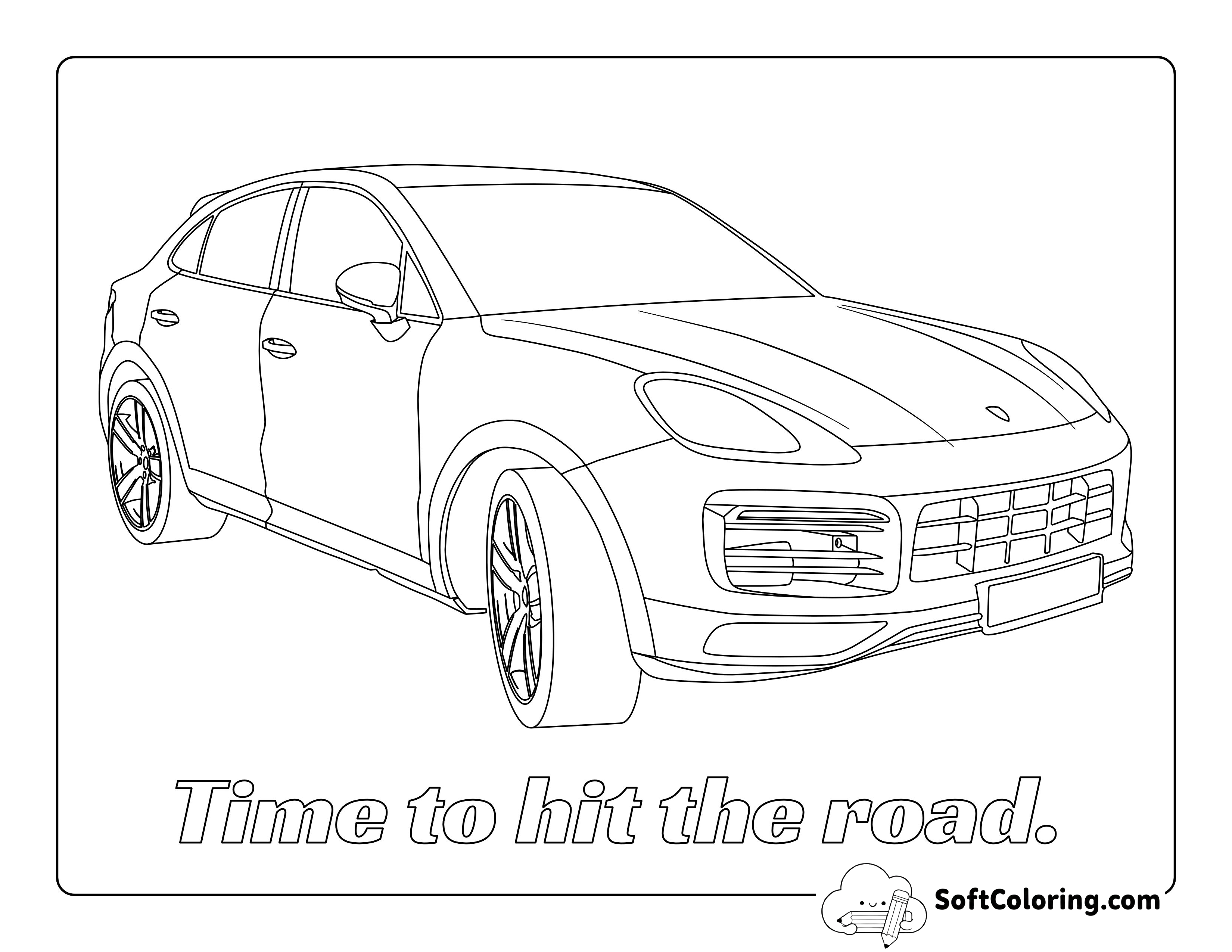 "Time to Hit the Road" Car Coloring Page