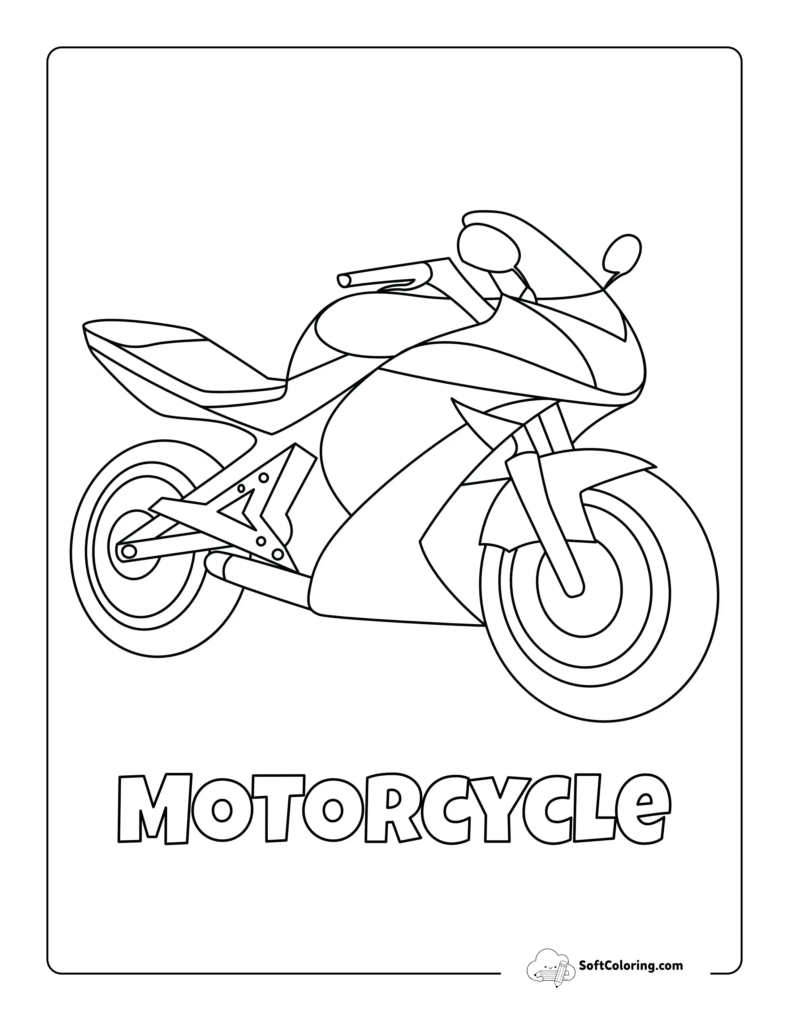 Easy Motorcycle Coloring Sheet