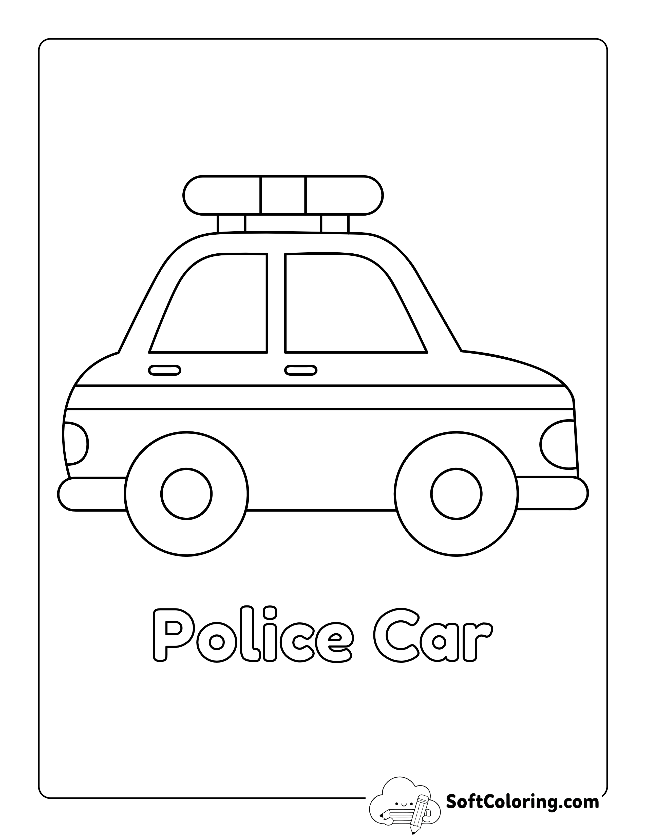 Police Car Coloring Sheet for Toddlers
