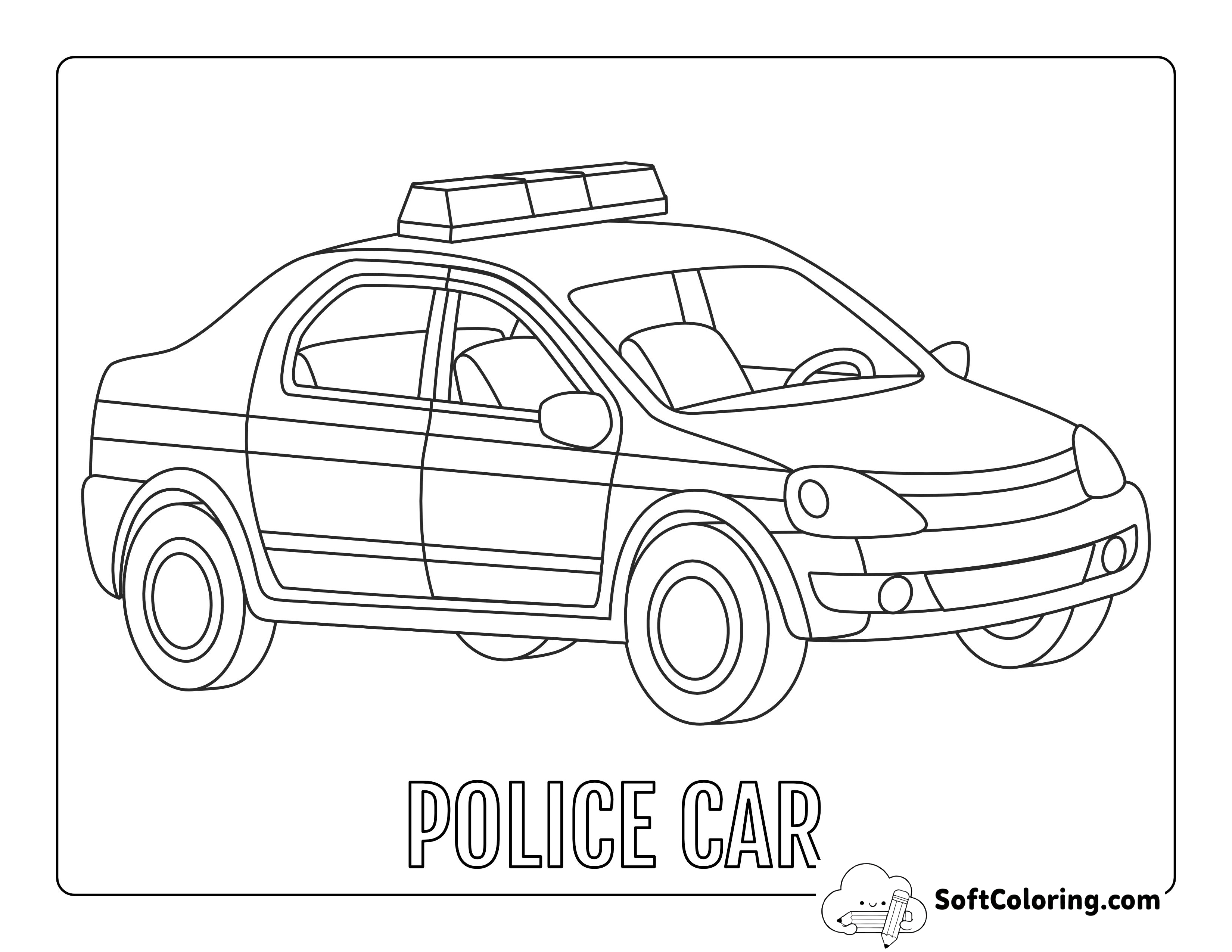 Easy Police Car Coloring Page
